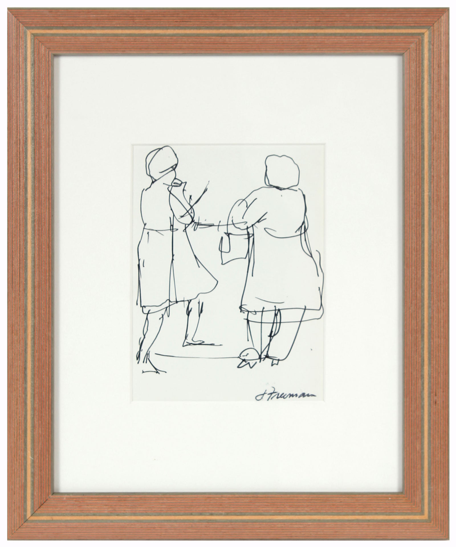 Two Women Chatting<br>1960-70s Ink on Paper<br><br>#94992