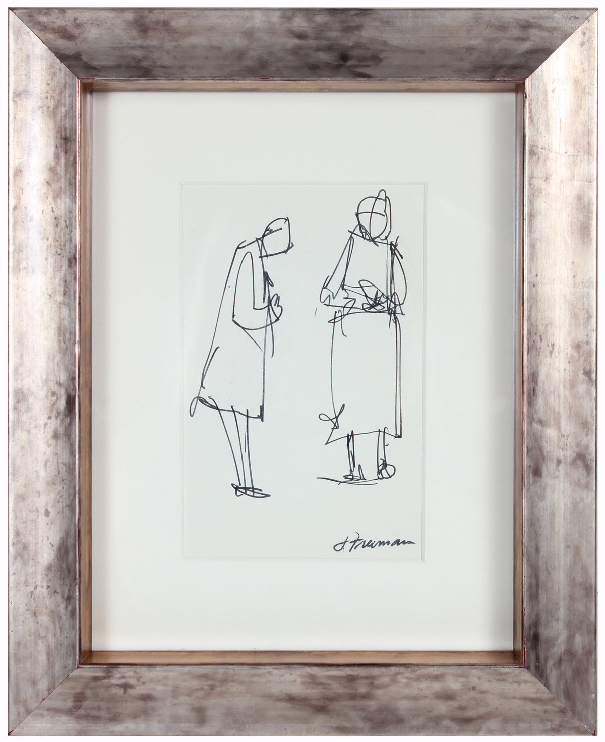 Ladies Conversing&lt;br&gt;1960-70s Ink on Paper&lt;br&gt;&lt;br&gt;#94994