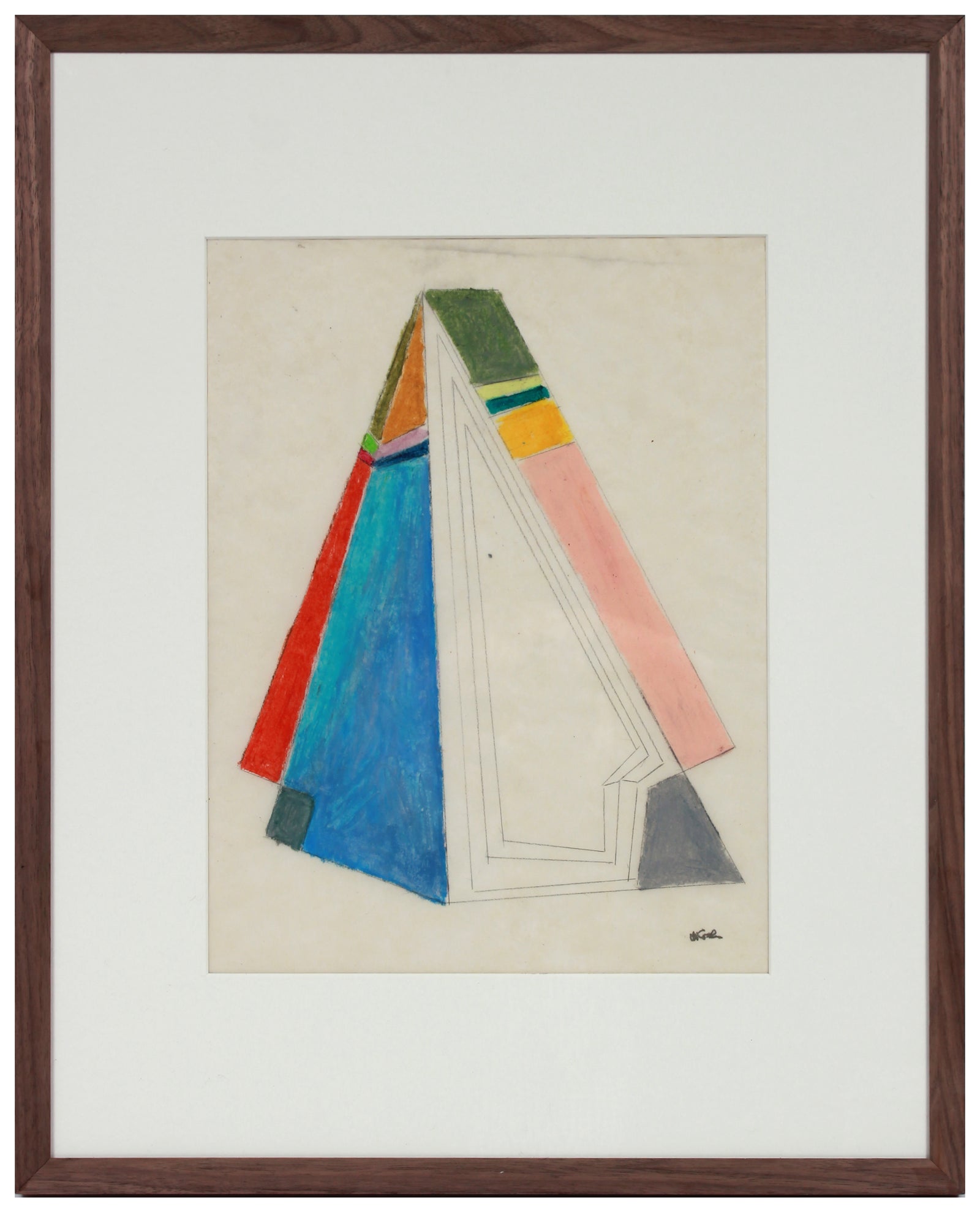 Angular Geometric Abstract <br>20th Century Pastel & Graphite <br><br>#95746