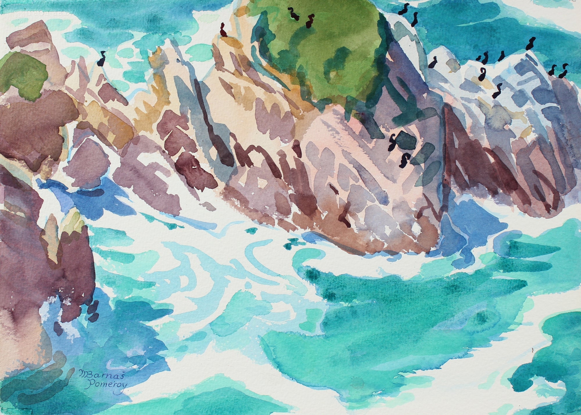 <i> Cormorants Refuge </i> <br> November 1987 Watercolor<br><br>#95802