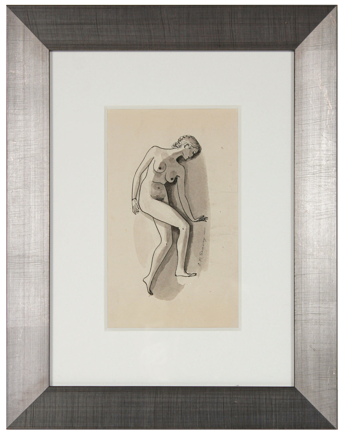 Modernist Female Nude &lt;br&gt;1920-40s Ink &lt;br&gt;&lt;br&gt;#9580