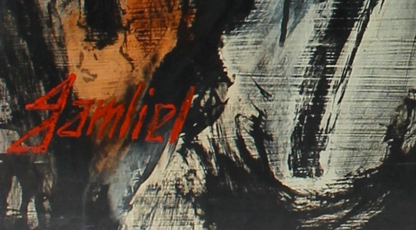 Orange & Black Abstract Expressionist Paint on Masonite<br><br>#95840