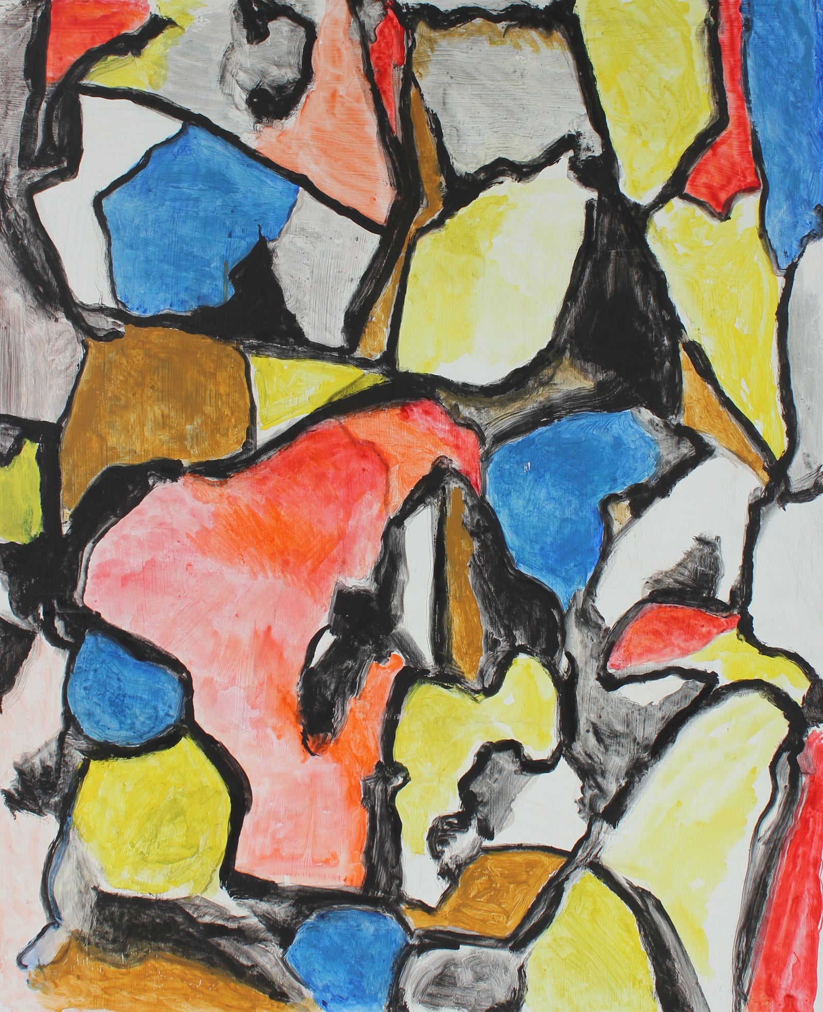 Abstract Expressionist Painting in Primary Colors <br>Early-Mid 20th Century <br><br>#95898