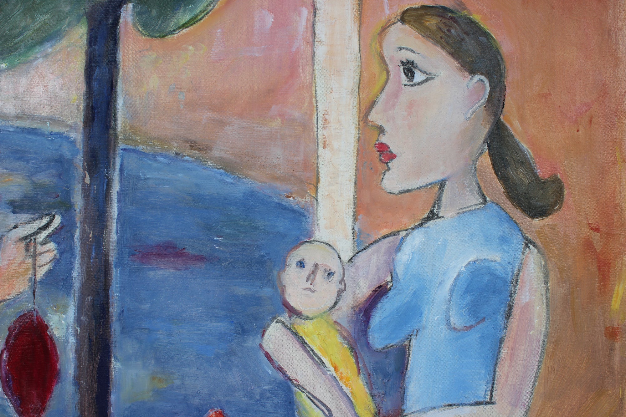 Modernist Family by the Sea<br>Late 20th Century Oil<br><br>#95906