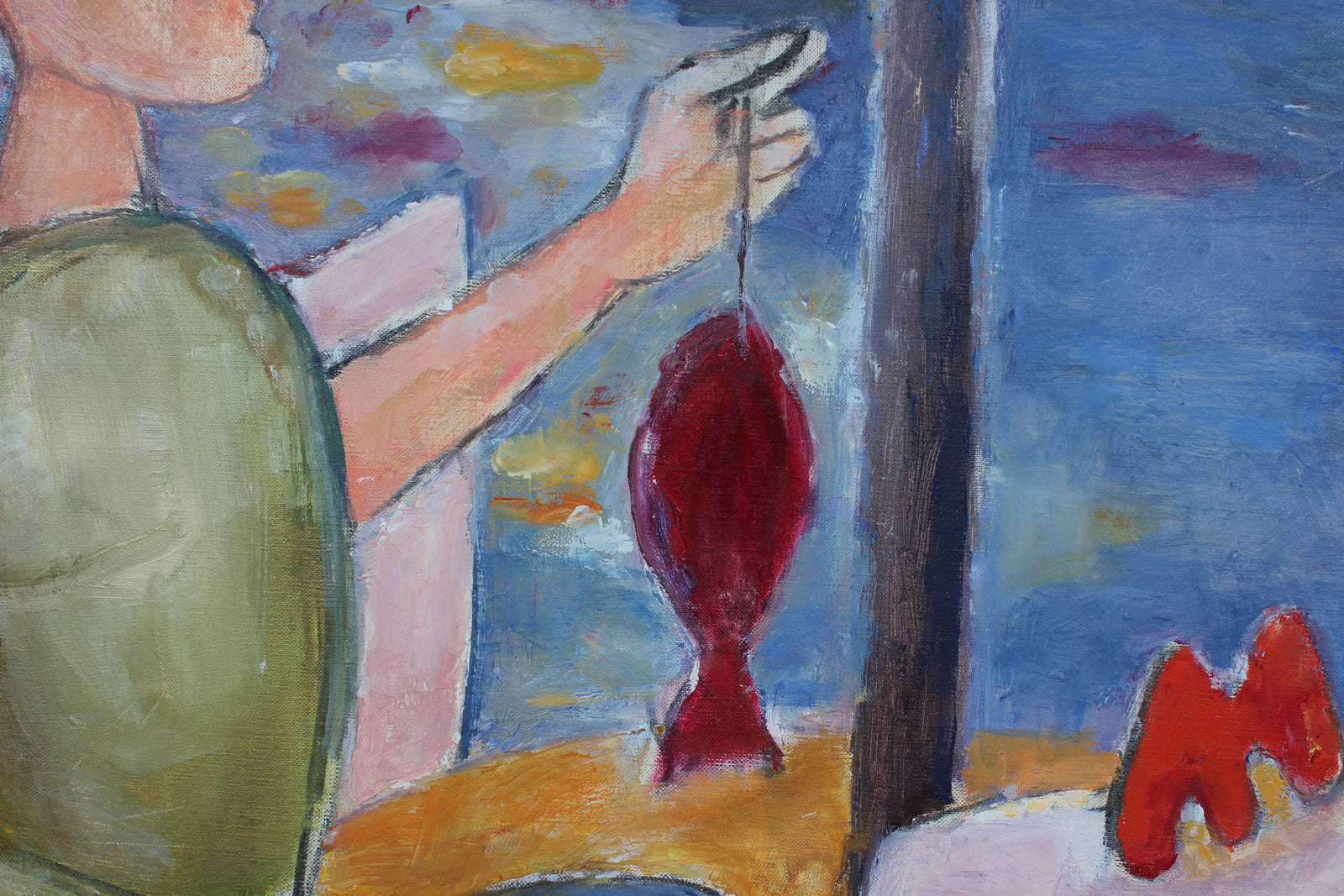 Modernist Family by the Sea<br>Late 20th Century Oil<br><br>#95906