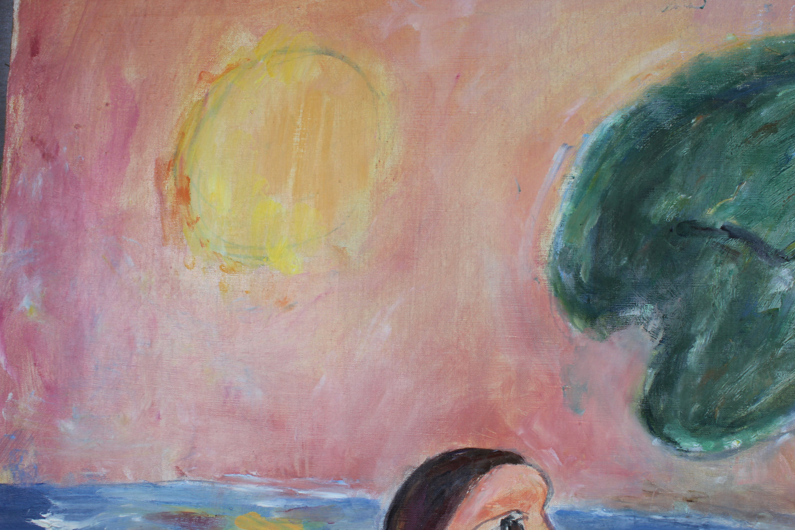 Modernist Family by the Sea<br>Late 20th Century Oil<br><br>#95906