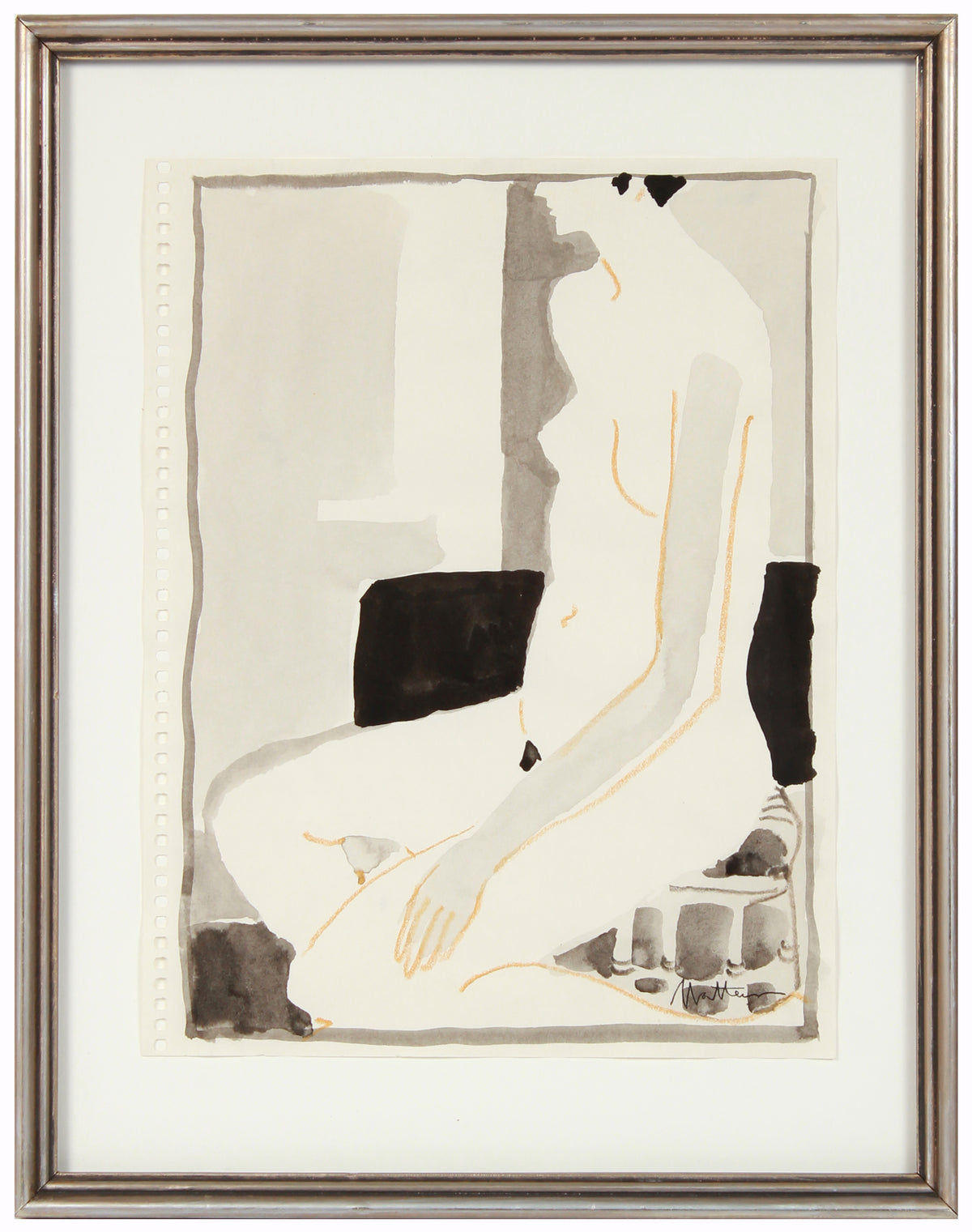 Seated Female Nude Studio Drawing &lt;br&gt;20th Century Mixed Media &lt;br&gt;&lt;br&gt;#96675