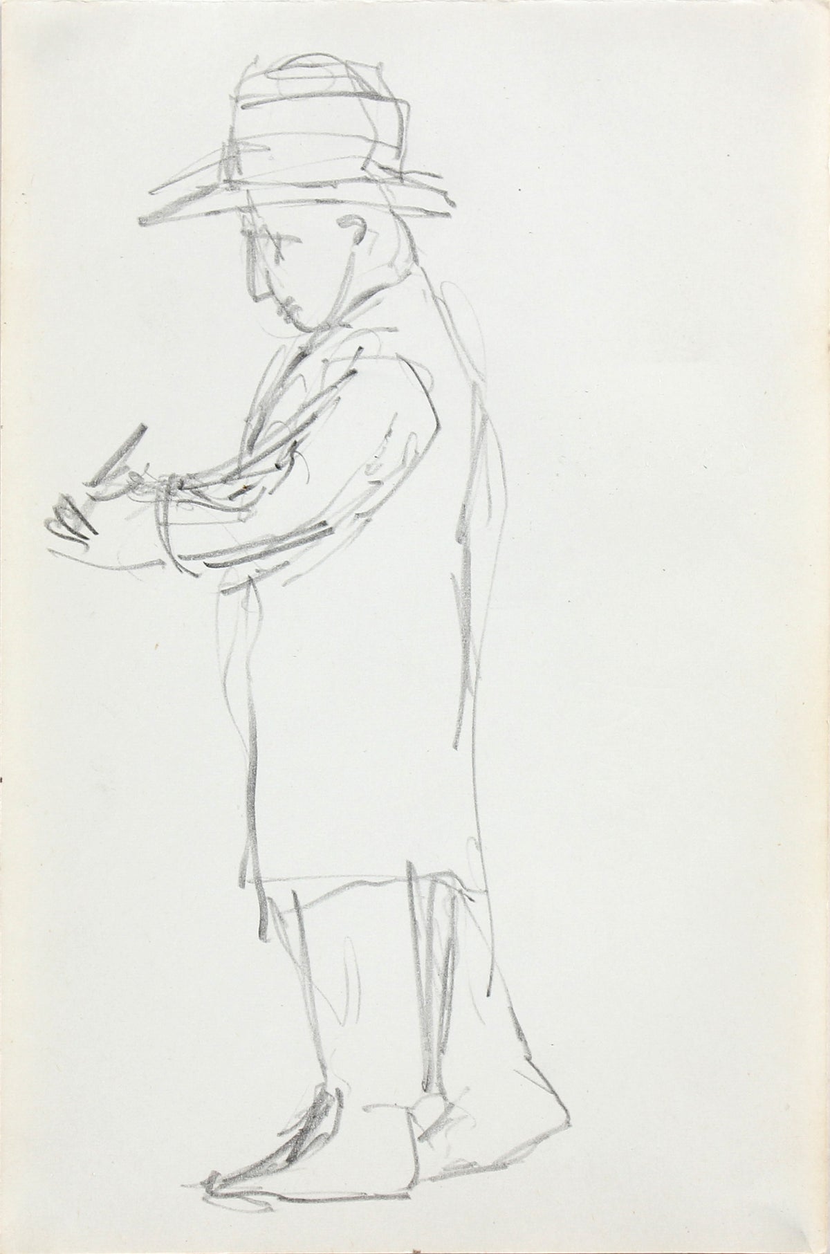 Mid Century Man in Trench Coat &amp; Hat &lt;br&gt;1963 Graphite &lt;br&gt;&lt;br&gt;#96735