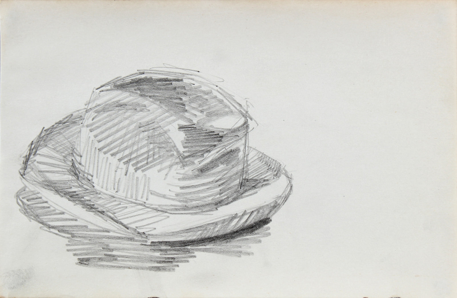Vintage Monochrome Hat Sketch <br>1963 Graphite <br><br>#96742