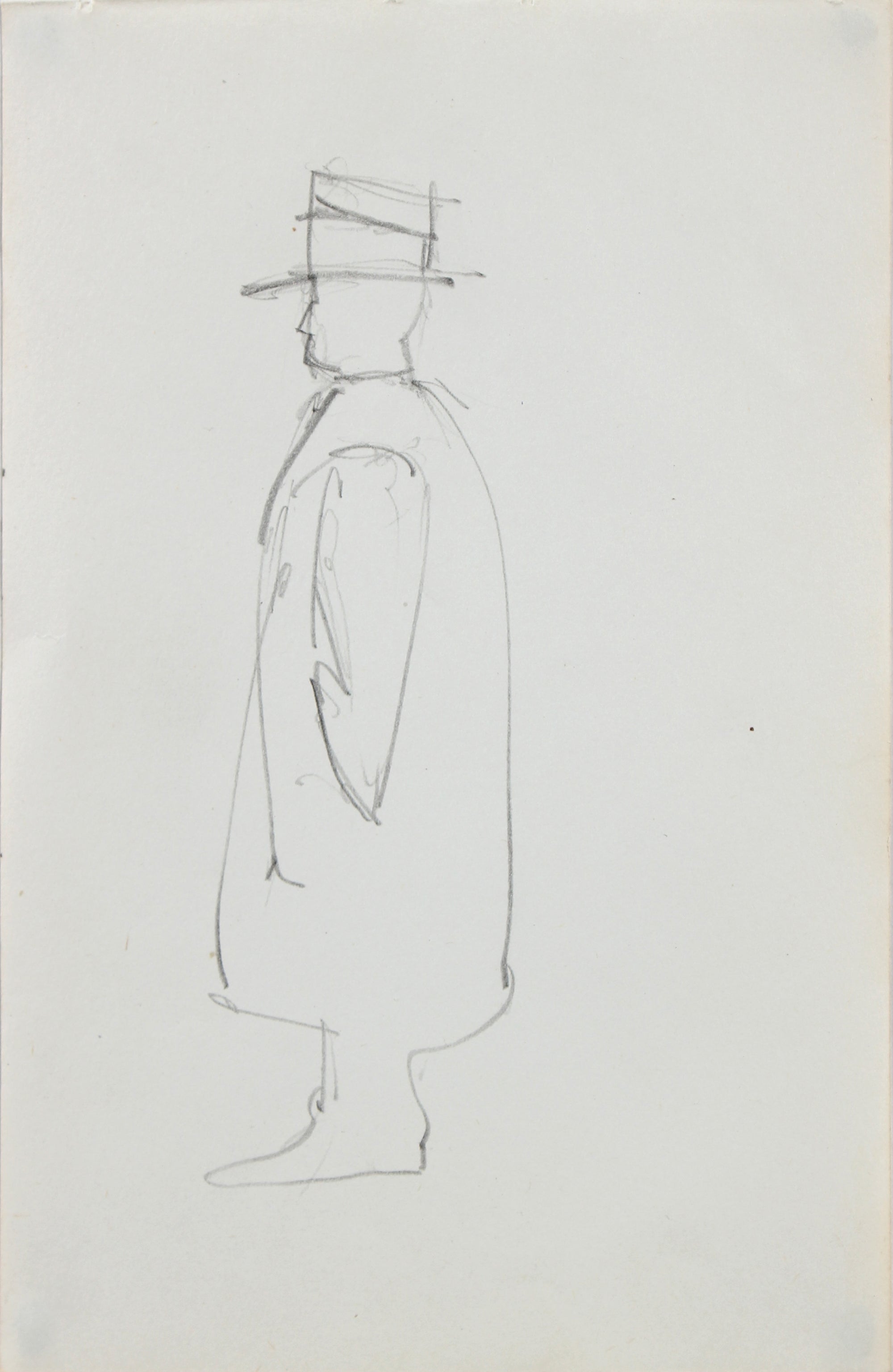 Mid Century Man in Hat <br>1963 Graphite <br><br>#96748