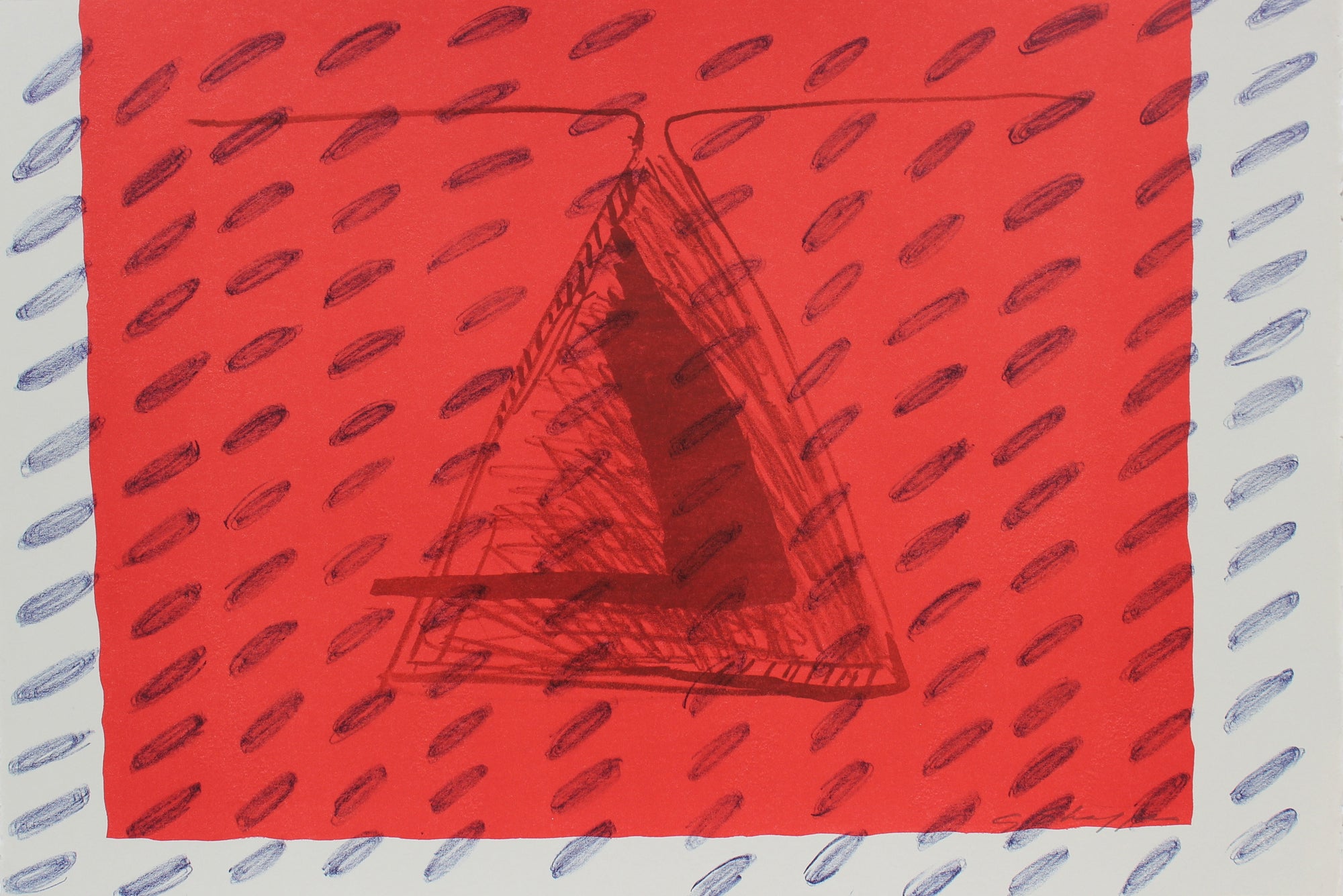 Abstracted Print in Red<br>1999 Lithograph <br><br>#96837