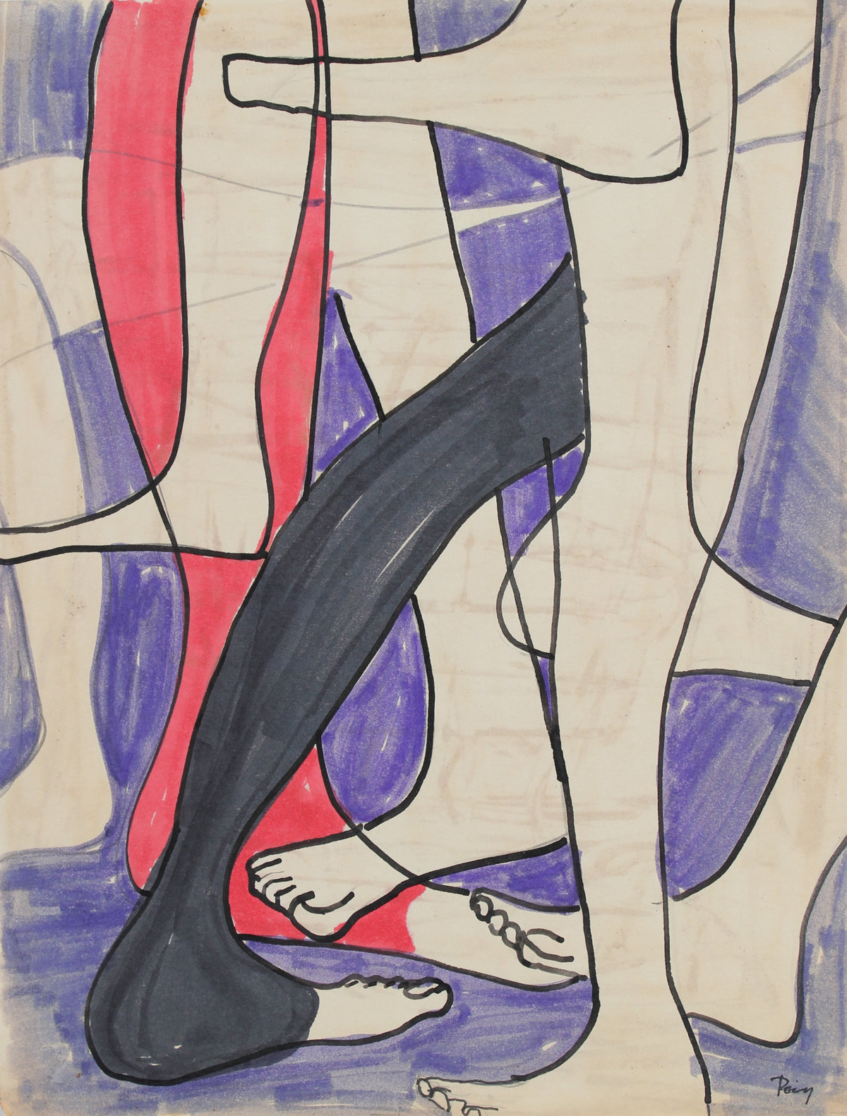 Legs &amp; Feet 1960s Ink Abstraction &lt;br&gt;&lt;br&gt;#96887