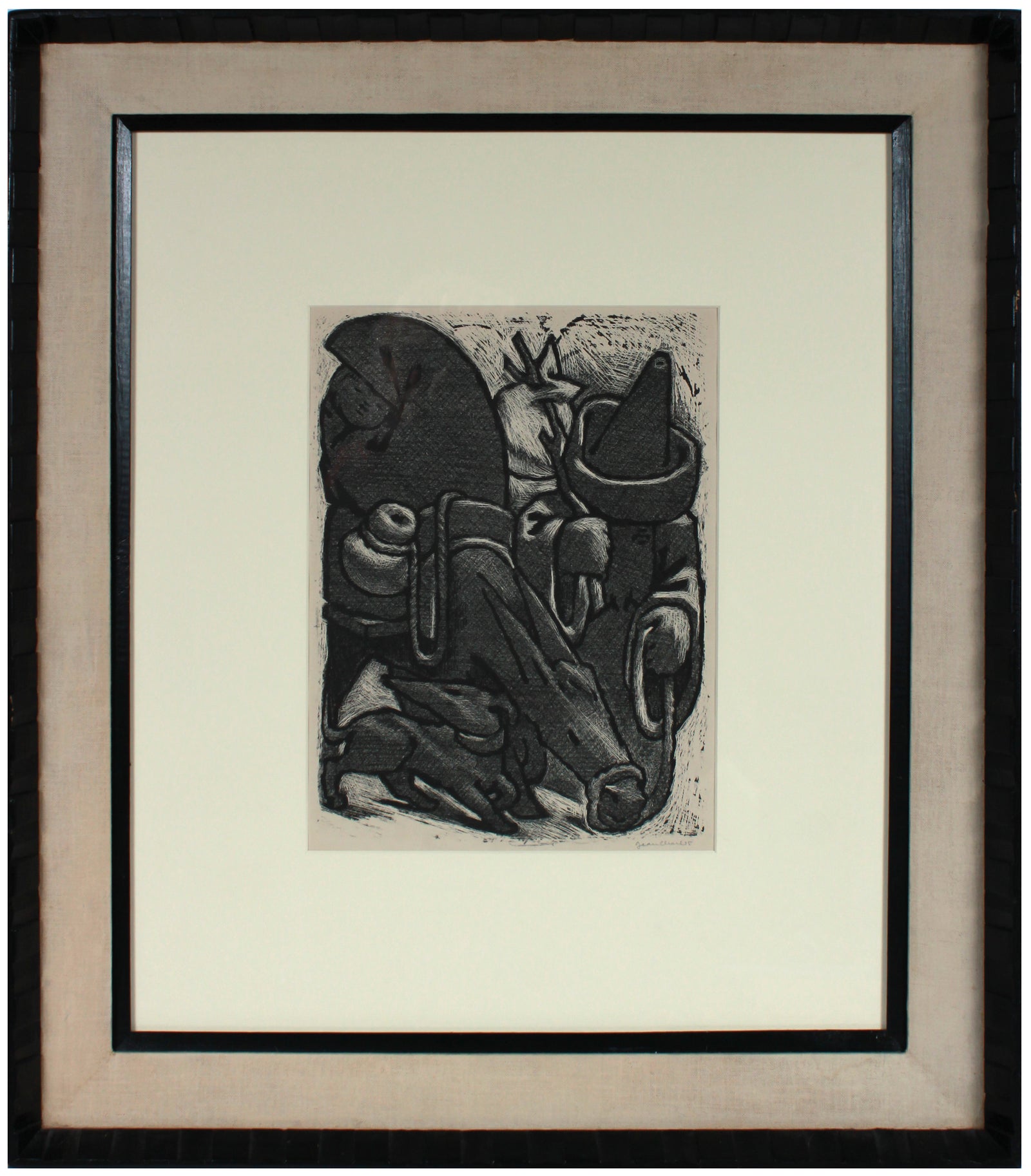 Vagabond with Dog <br>1950-60s Lithograph <br><br>#9712