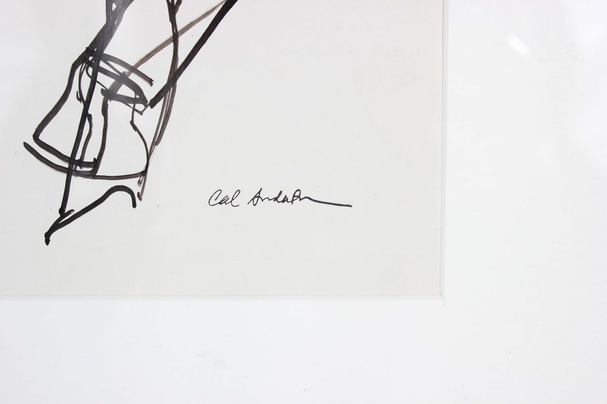 Figural Study of Musician<br>Mid 20th Century Ink on Paper<br><br>#97510