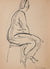 Modernist Figure Model Drawing <br>Mid 20th Century Ink <br><br>#97517