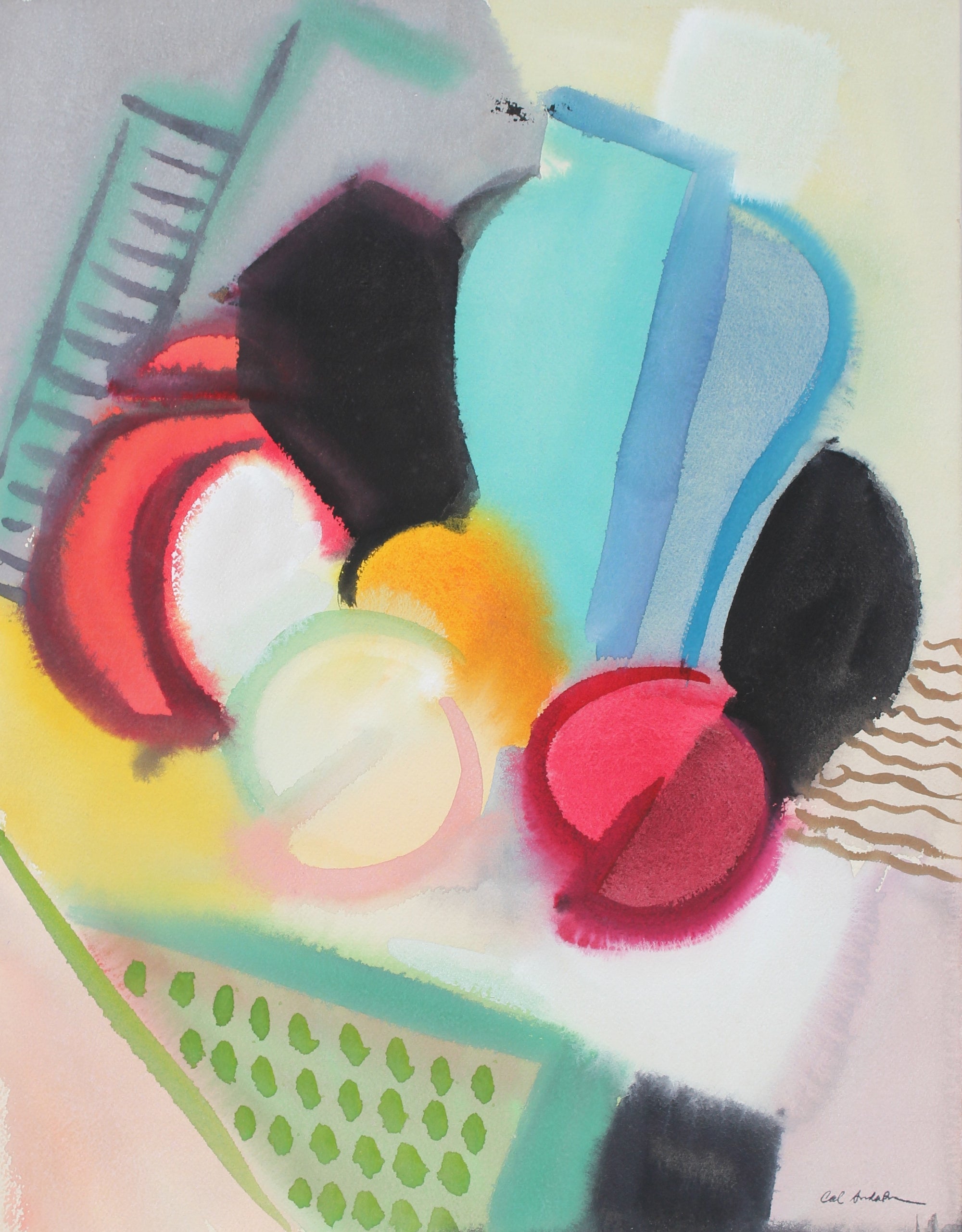 Abstracted Still Life with Fruit<br>1942 Gouache<br><br>#97543