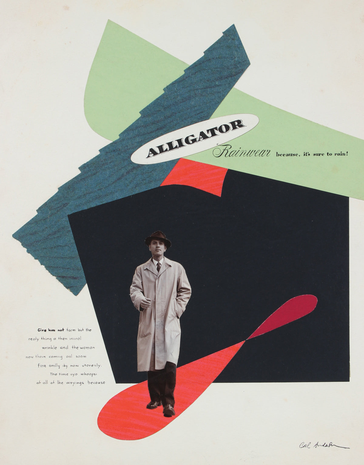 <i>Alligator Rainwear</i> <br>Mid Century Collage <br><br>#97588