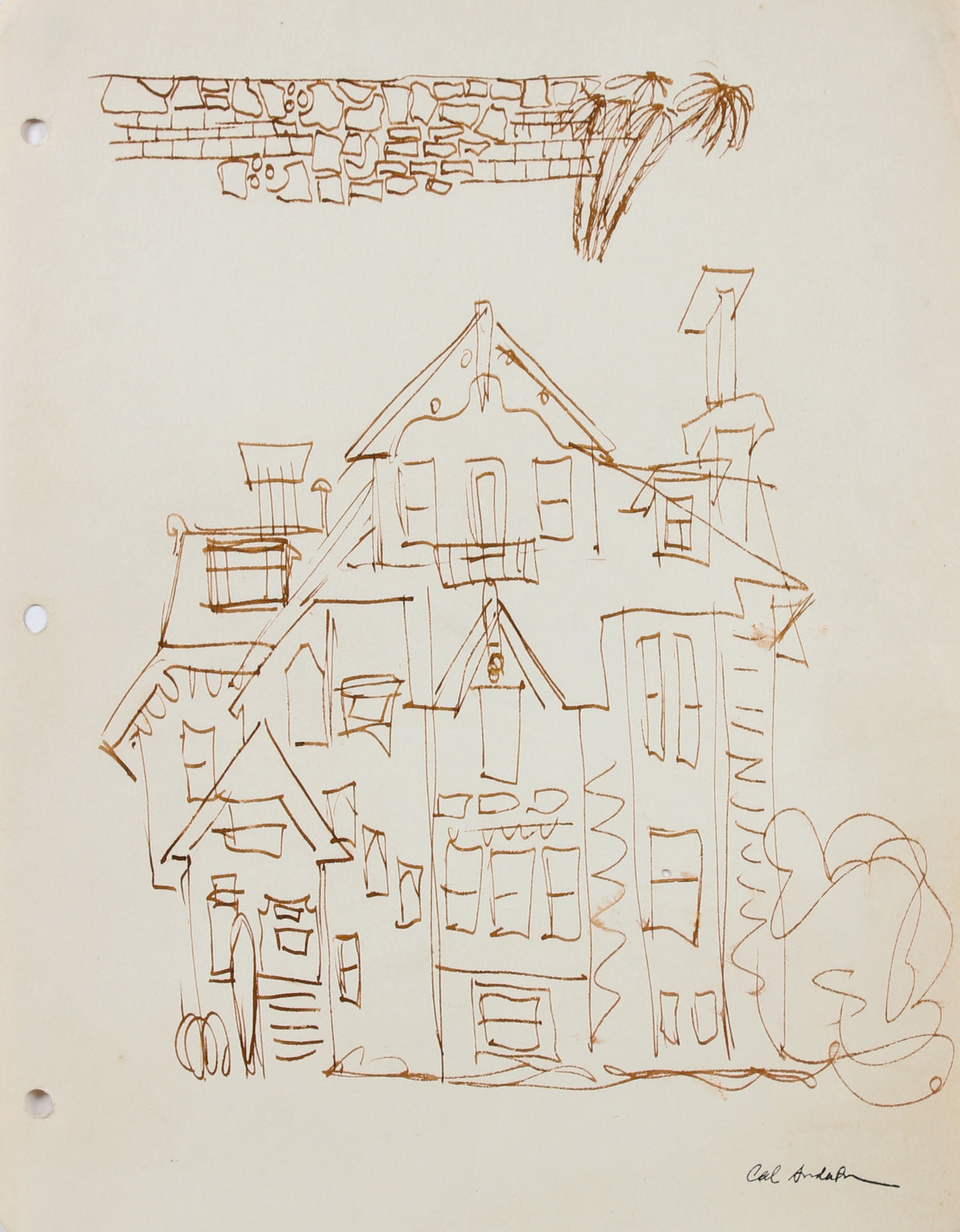 Mansion Line Drawing &lt;br&gt;20th Century Ink &lt;br&gt;&lt;br&gt;#97597