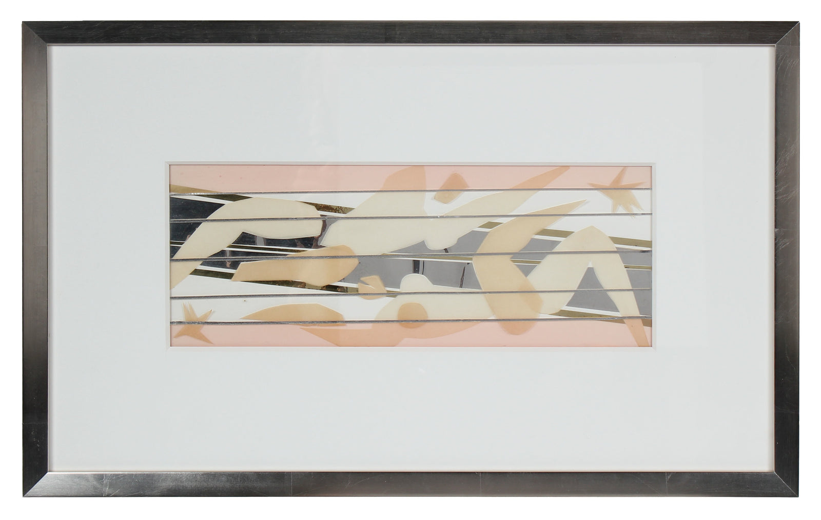 Figurative Collage in Silver Tones<br>Mid Century<br><br>#97695