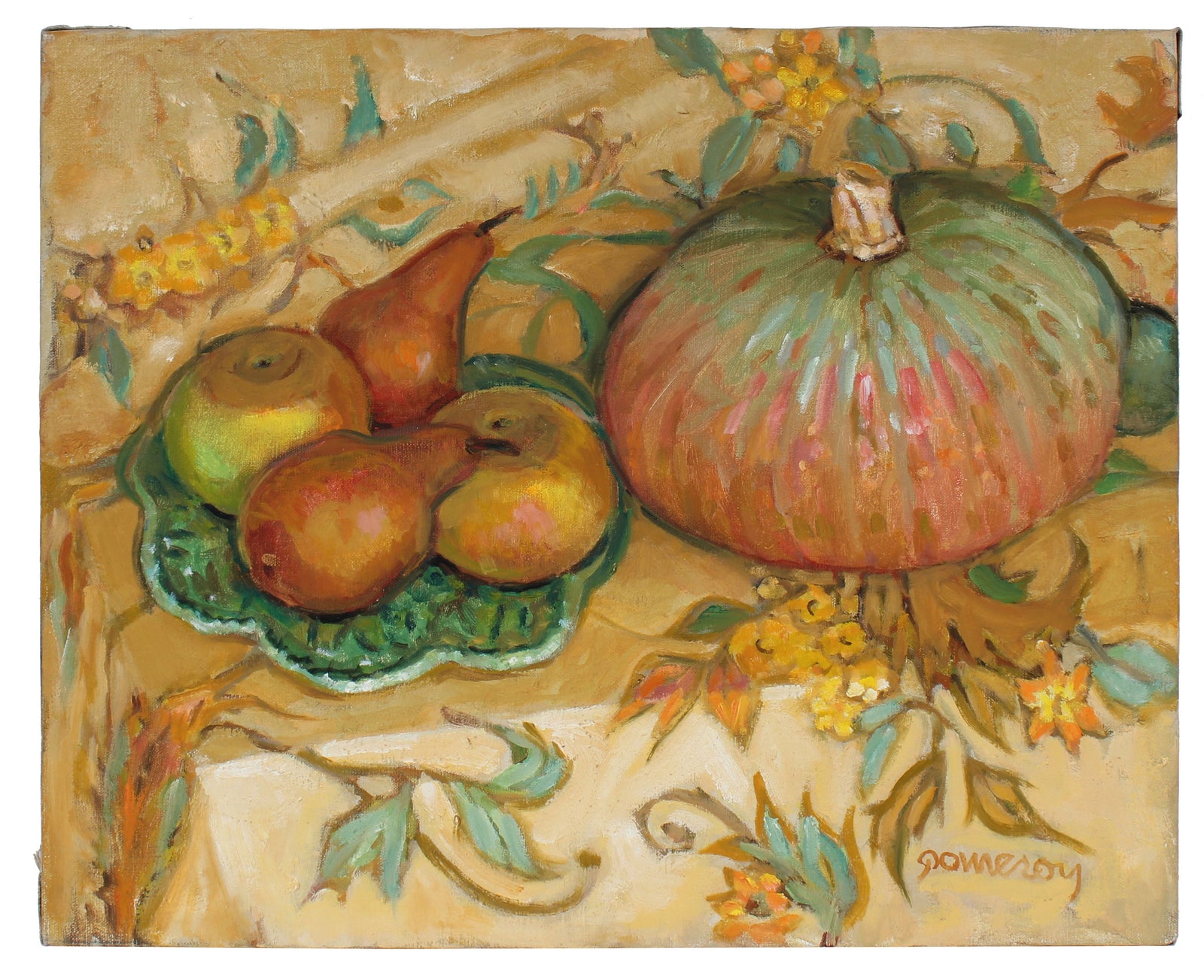 Autumn Fruit Still Life <br>Late 20th Century Oil <br><br>#97841