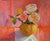 Pink Roses in Vase Still Life <br>Late 20th Century Oil <br><br>#97849