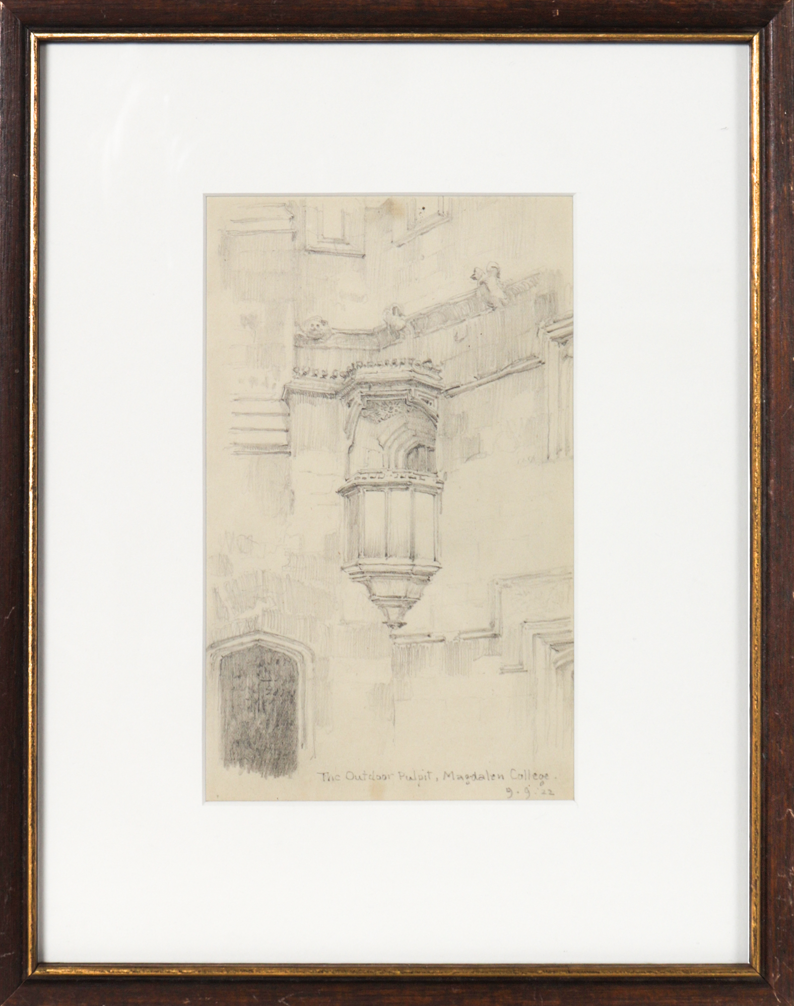 <i>The Outdoor Pulpit, Magdalen College</i><br>1922 Graphite<br><br>#9784