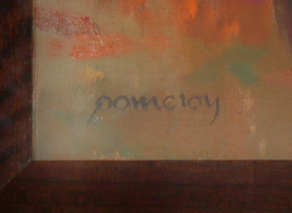 Flowers in Ceramic Vase Still Life <br>Late 20th Century Oil <br><br>#97856