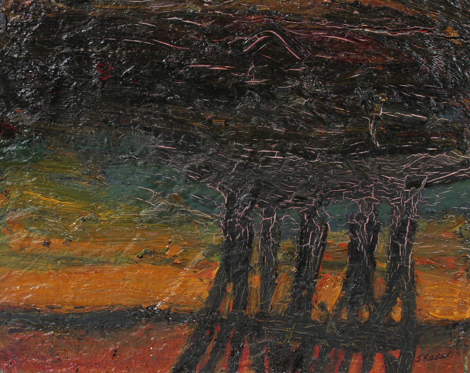 Abstracted Modernist Landscape<br>20th Century Oil & Beeswax<br><br>#98138