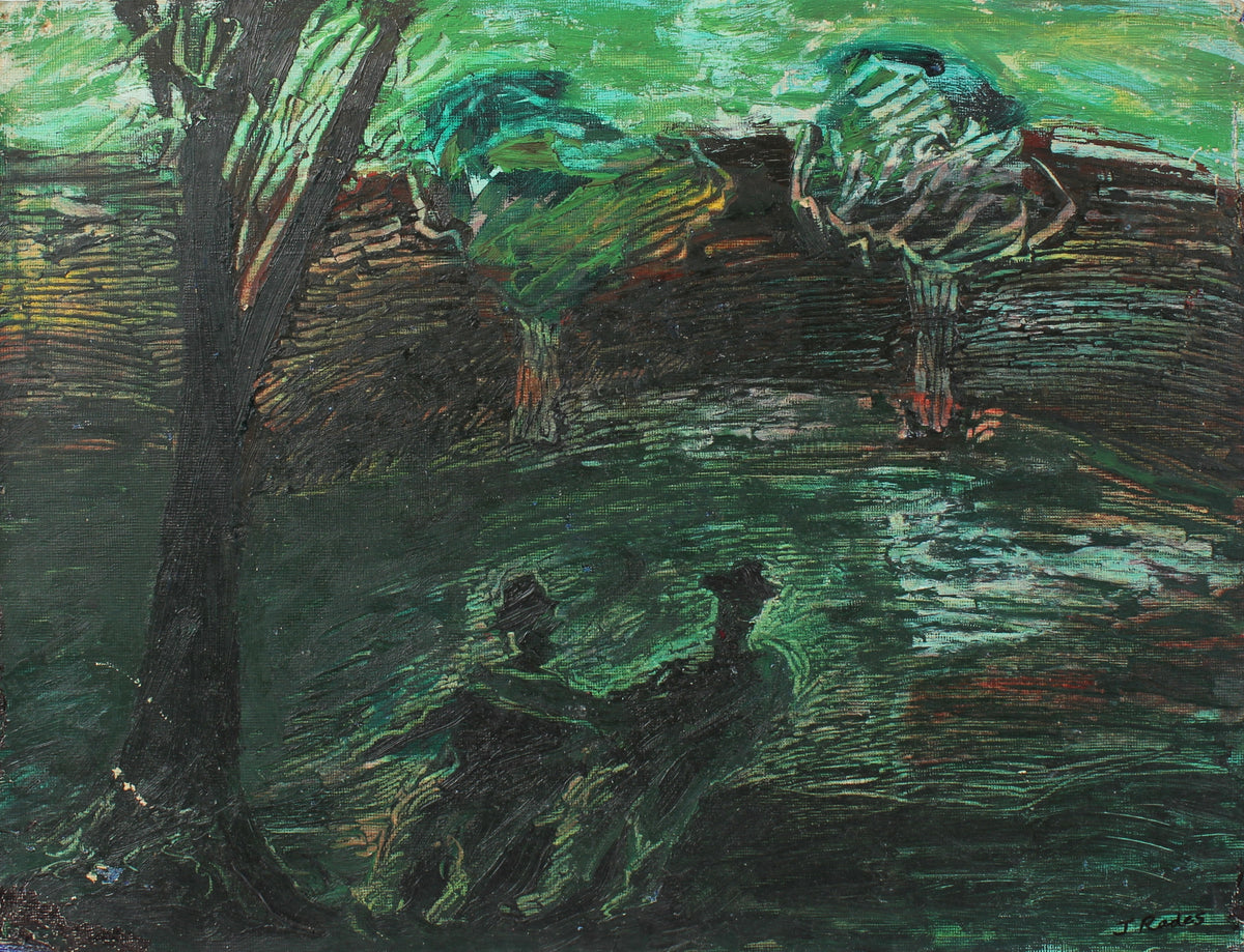 Friends in the Park Abstracted Landscape&lt;br&gt;20th Century Oil&lt;br&gt;&lt;br&gt;#98139