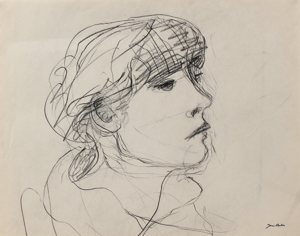 Loose Sketch of a Girl&lt;br&gt;20th Century Charcoal&lt;br&gt;&lt;br&gt;#98140