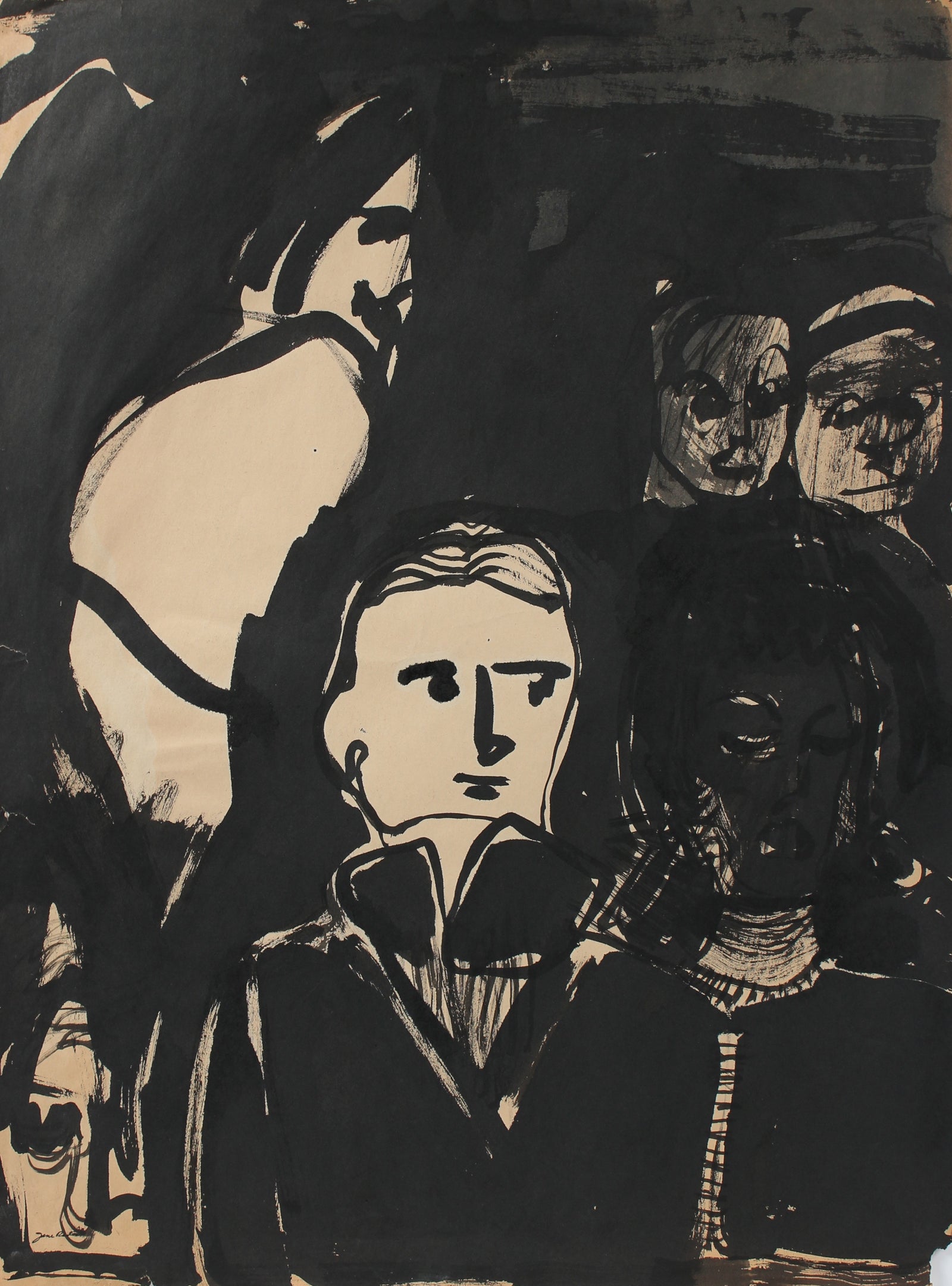 Monochromatic Ink Figures<br>Mid-Late 20th Century<br><br>#98148
