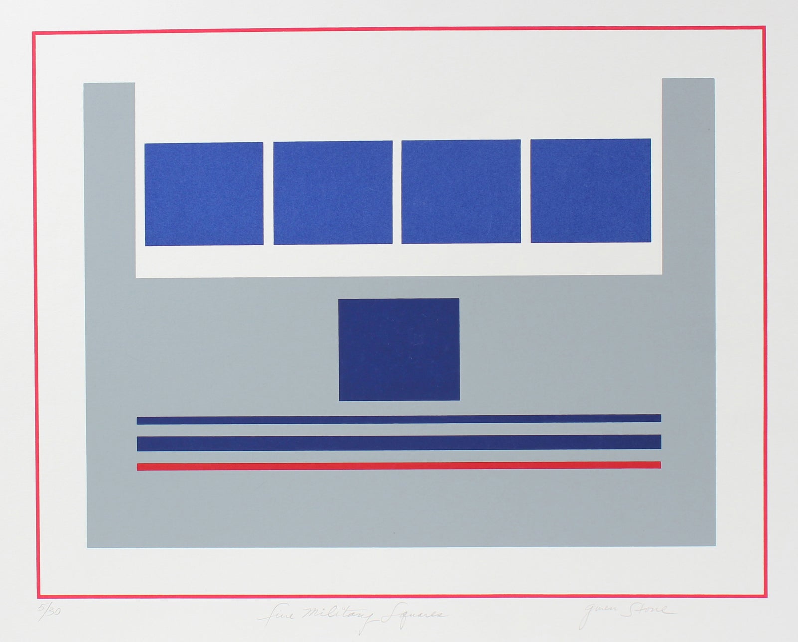 <i>Five Military Squares</i> <br>Late 20th Century Serigraph <br><br>#98177