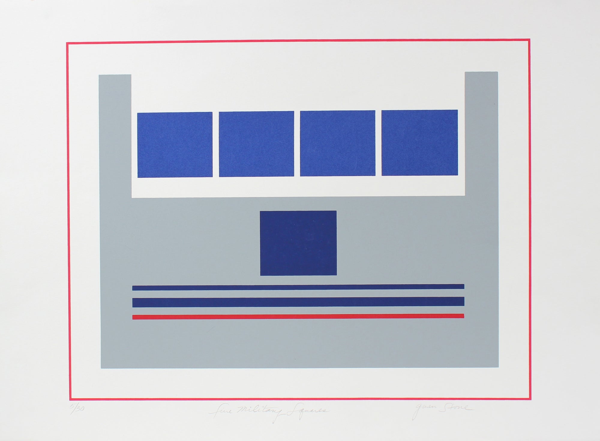 <i>Five Military Squares</i> <br>Late 20th Century Serigraph <br><br>#98177