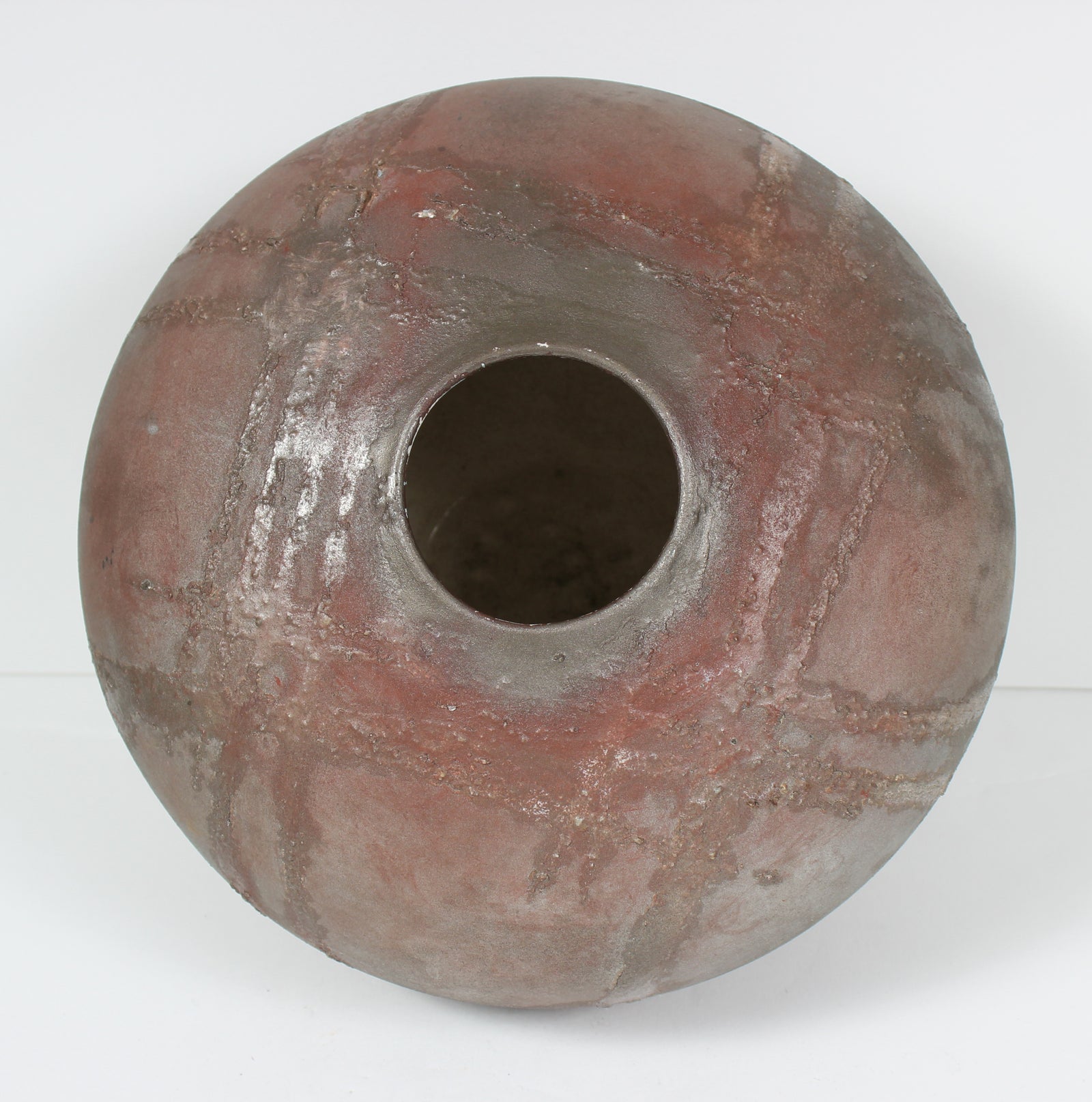 Raku Pot With Red Undertones <br><br>#98324