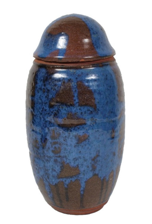 Black and Blue Ceramic Vessel &lt;br&gt;&lt;br&gt;#98440