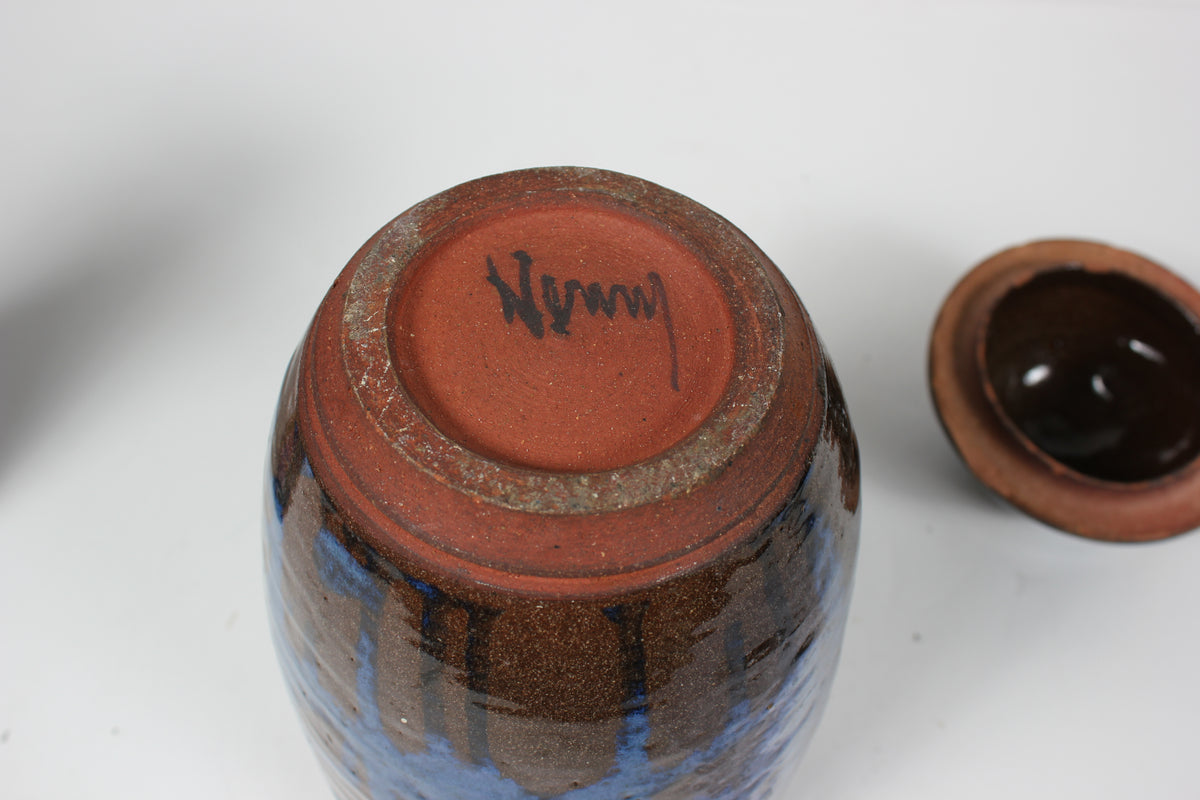 Black and Blue Ceramic Vessel <br><br>#98440