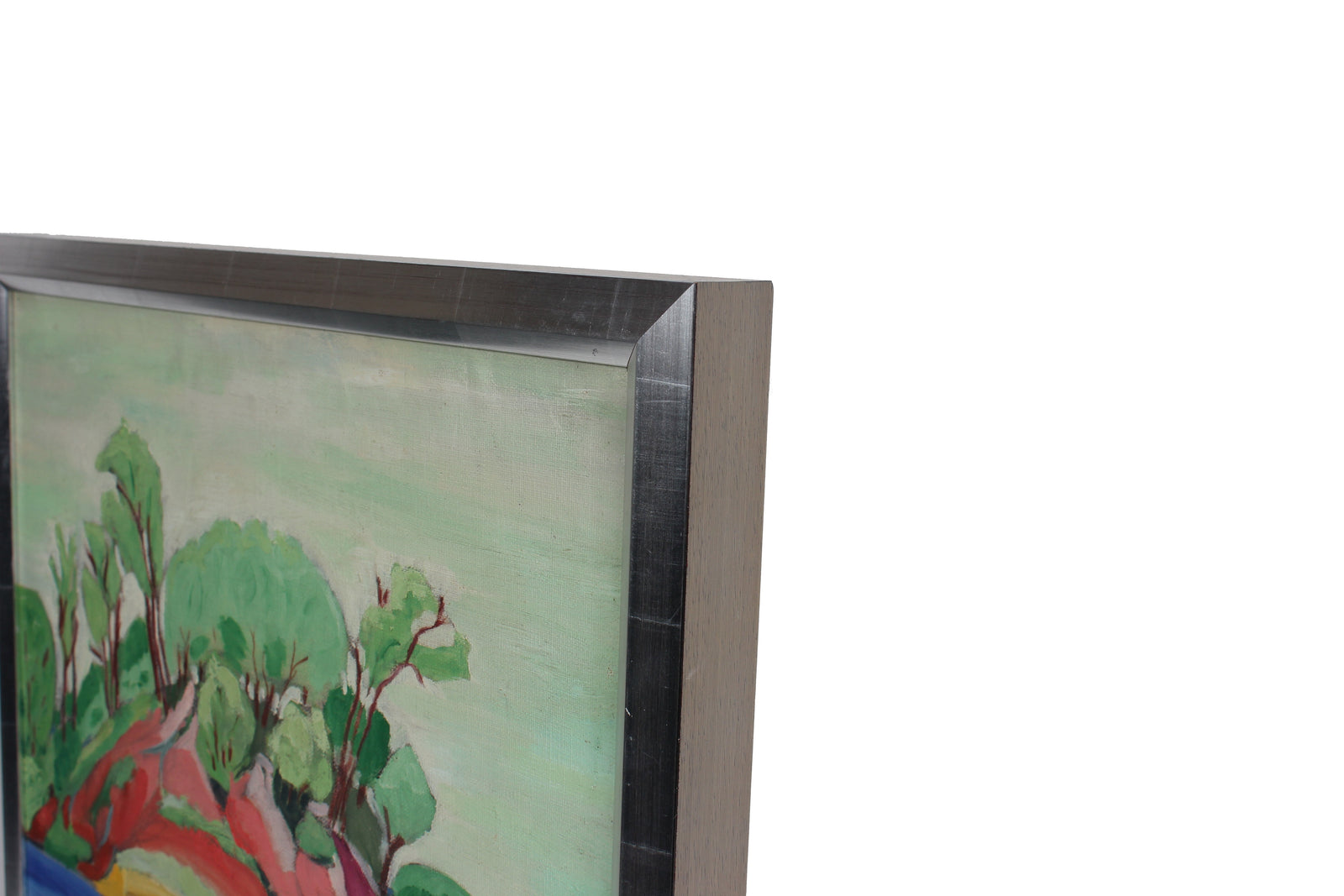 Abstracted Riverside Landscape<br>Mid Century Oil<br><br>#98473