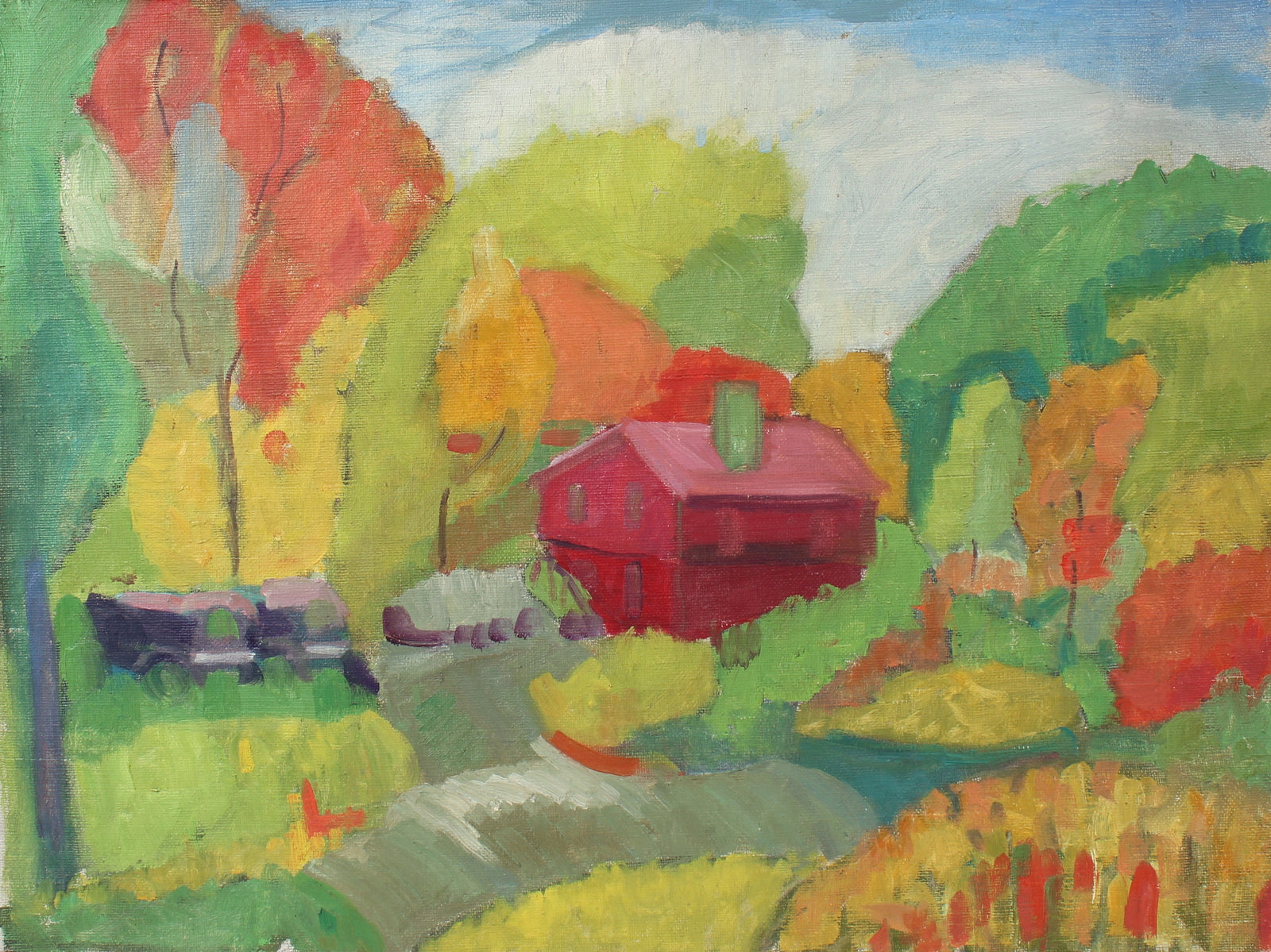 House in the Countryside <br>Mid Century Oil <br><br>#98479