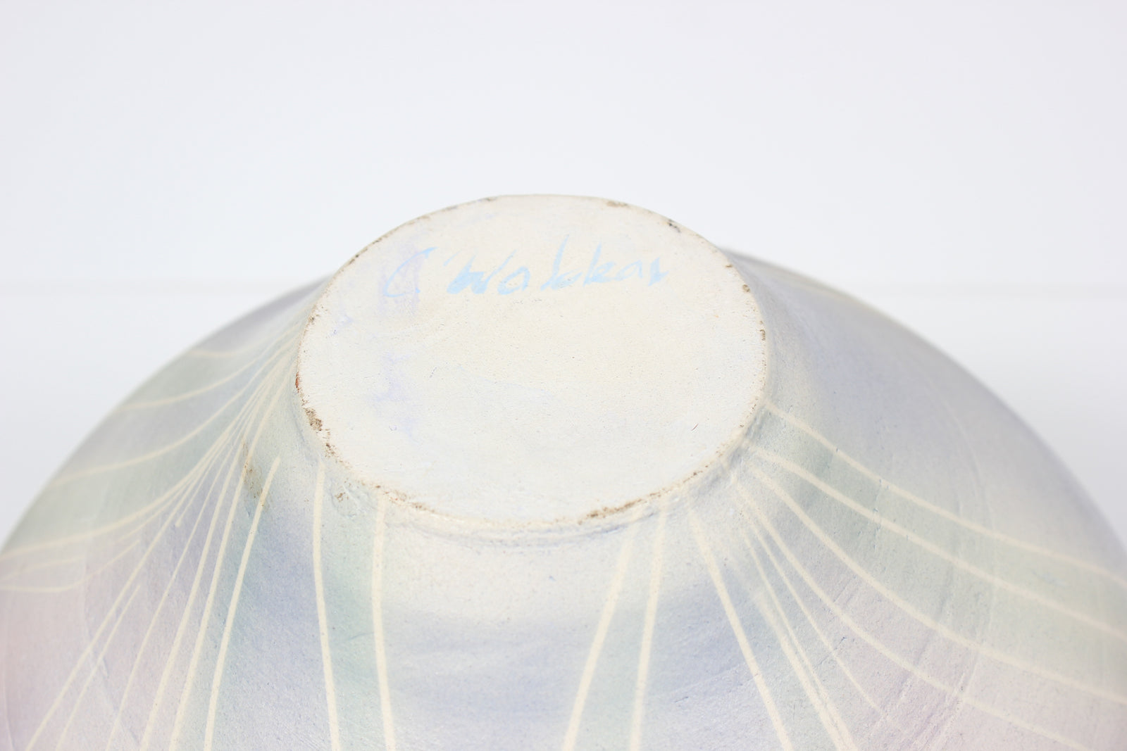 Pastel Ceramic Pot With White Lines <br><br>#98526