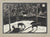 Barn with Horses Night Scene <br>1940 Linoleum Block Print <br><br>#98621