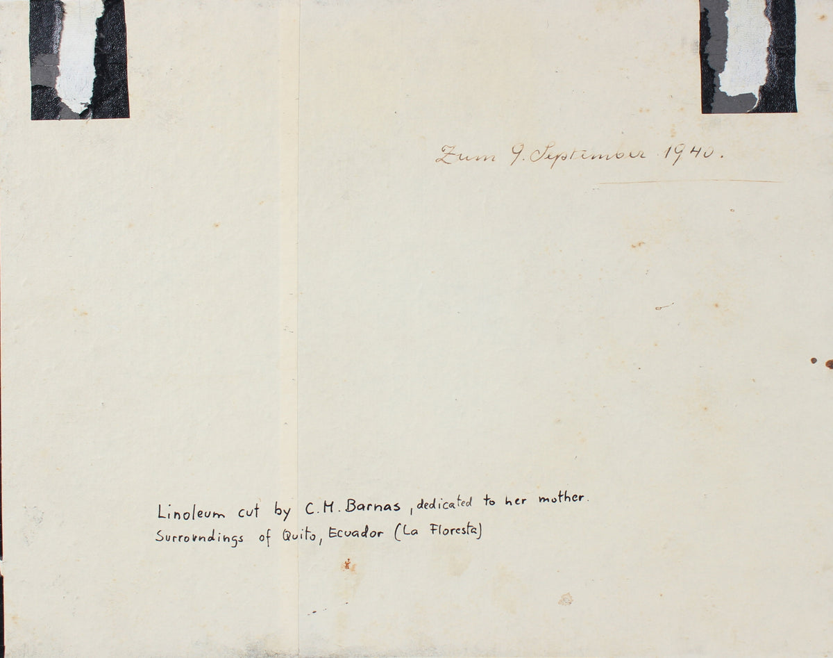 <i>Surrounds of Quito, Ecuador (La Floresta)</i> <br>1940 Linoleum Block Print<br><br>#98622