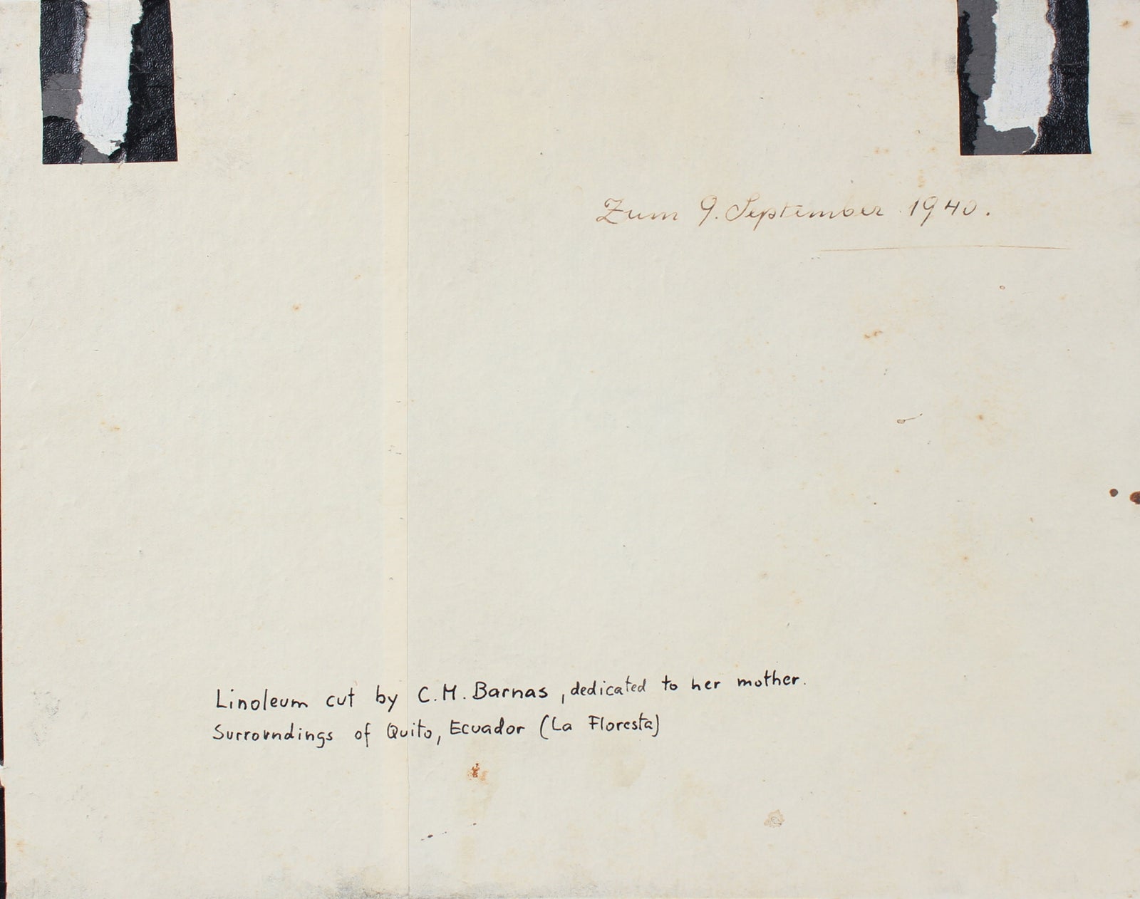 <i>Surrounds of Quito, Ecuador (La Floresta)</i> <br>1940 Linoleum Block Print<br><br>#98622