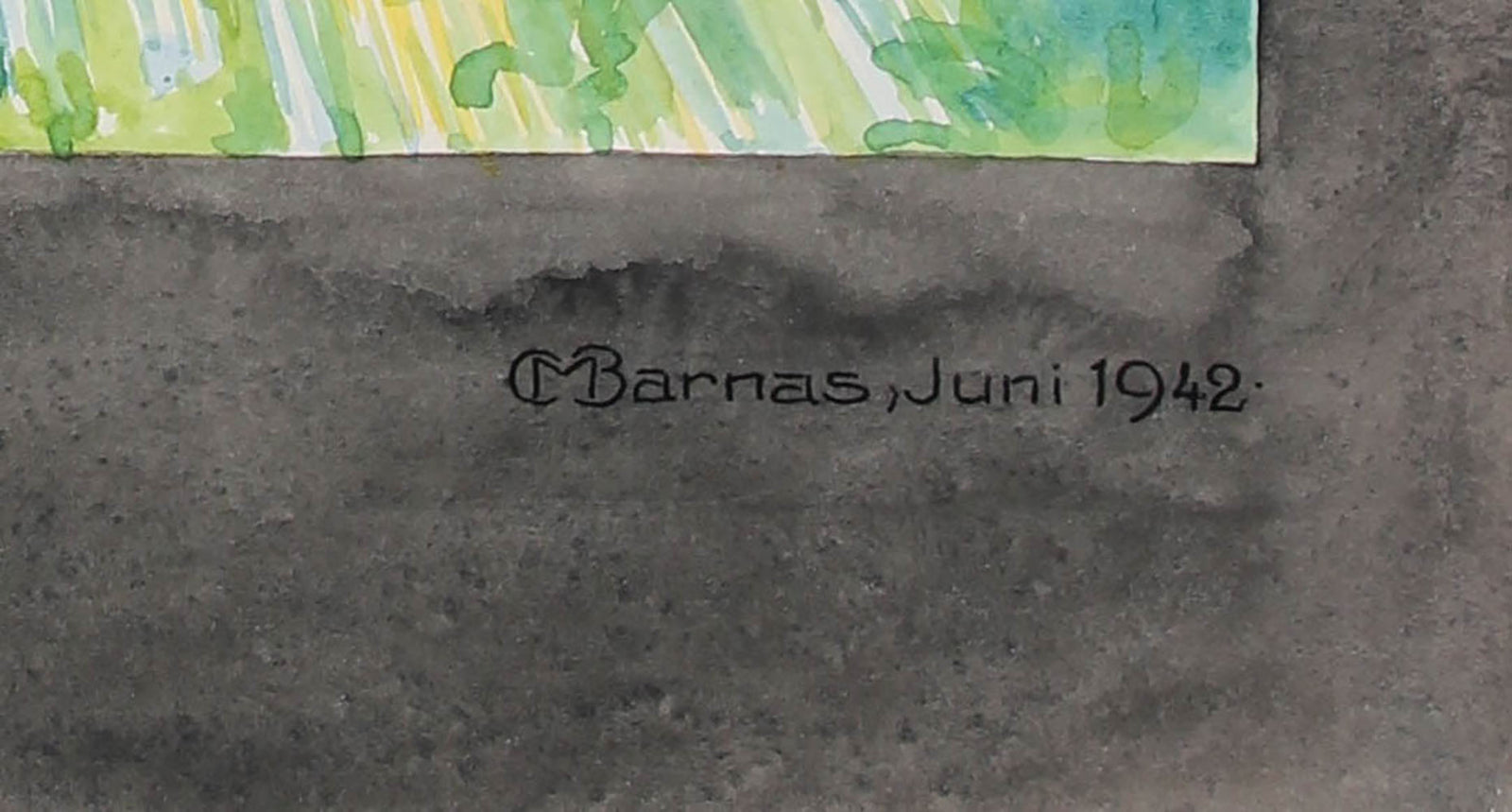 Surreal Butterfly and Flower Scene <br> June 1942 Watercolor <br><br>#98627