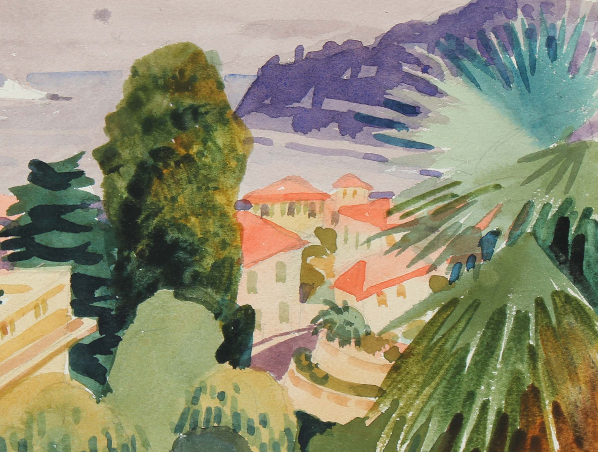 <i>Mediterranean Landscape</i> <br>Mid-Late 20th Century Watercolor <br><br>#98628