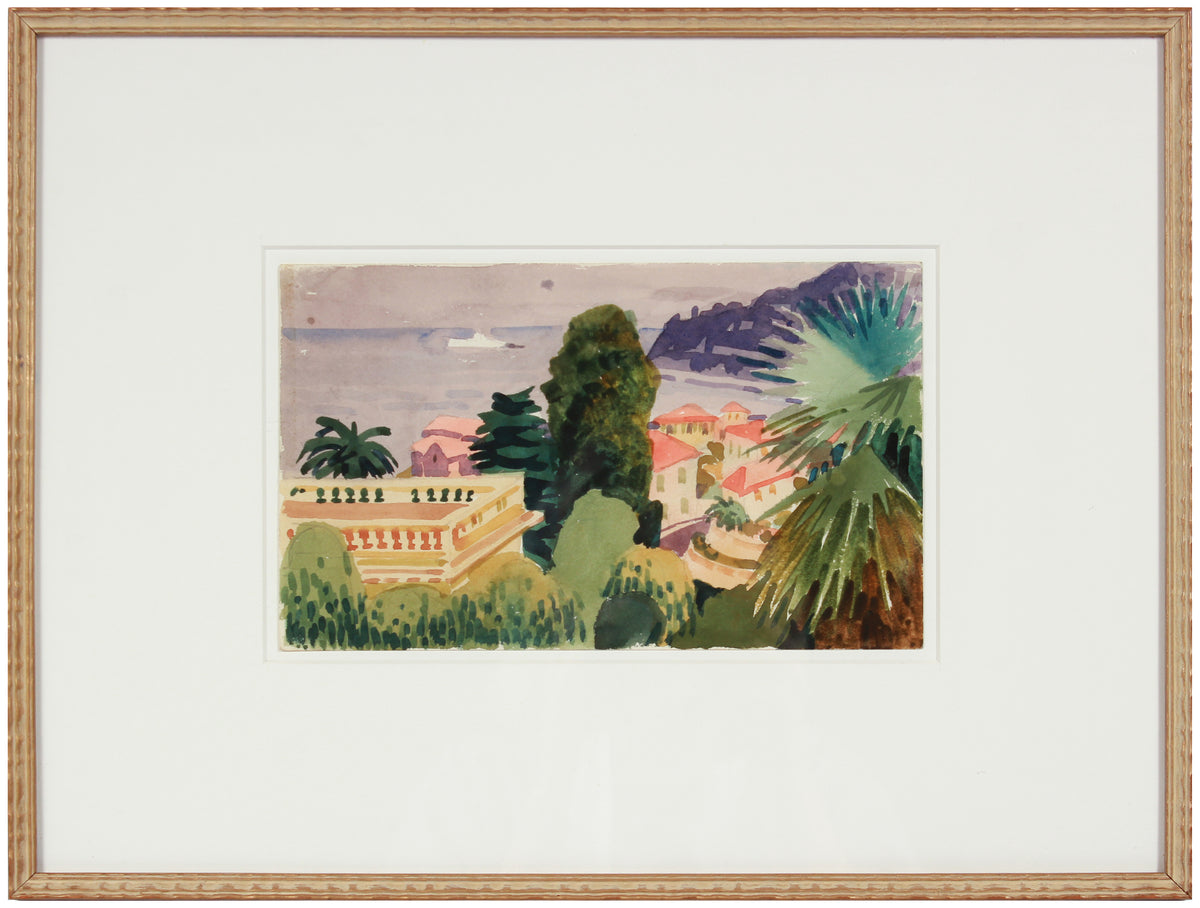 &lt;i&gt;Mediterranean Landscape&lt;/i&gt; &lt;br&gt;Mid-Late 20th Century Watercolor &lt;br&gt;&lt;br&gt;#98628