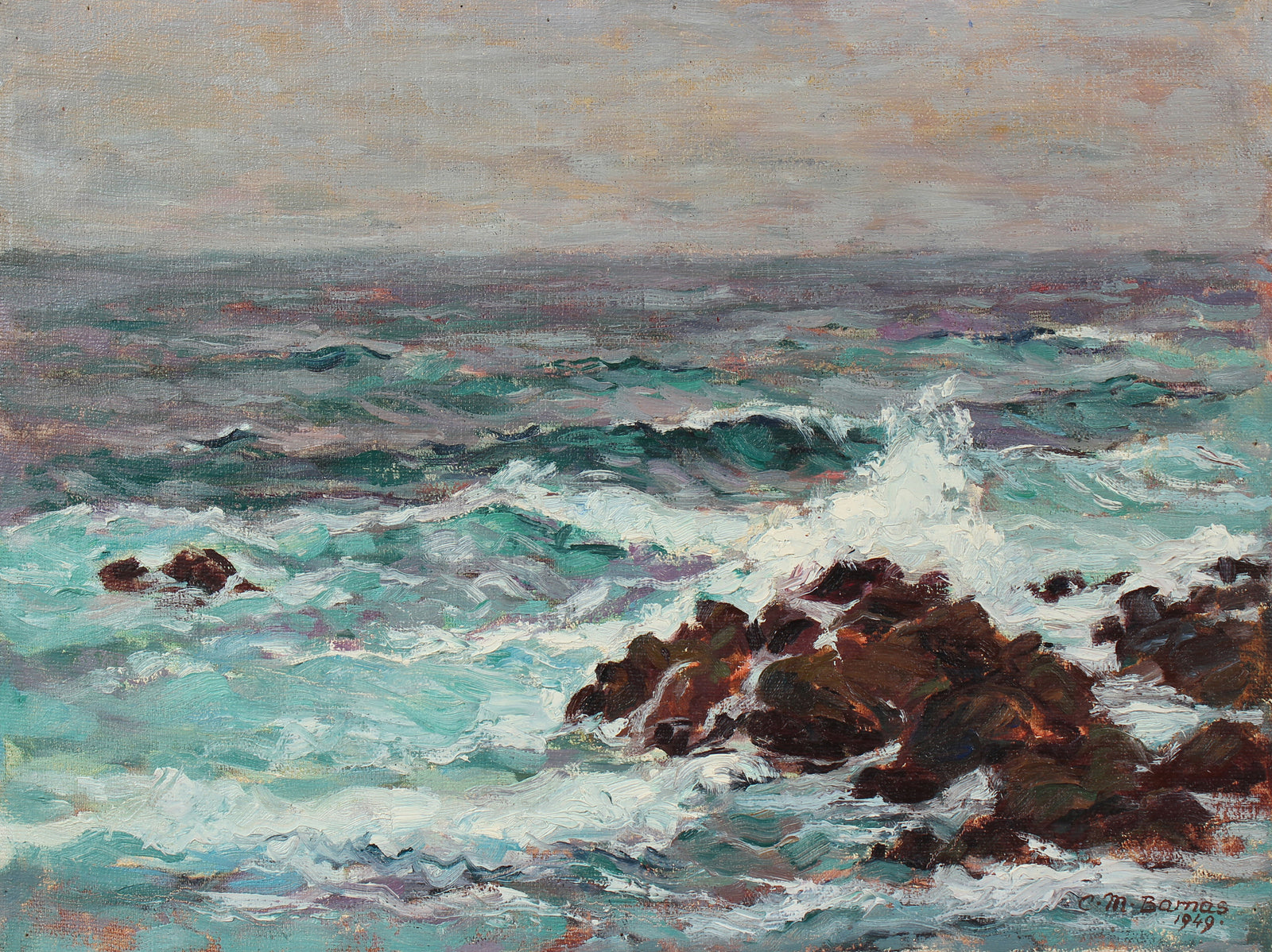 Crashing Waves <br>1949 Oil Seasca[<br><br>#98637