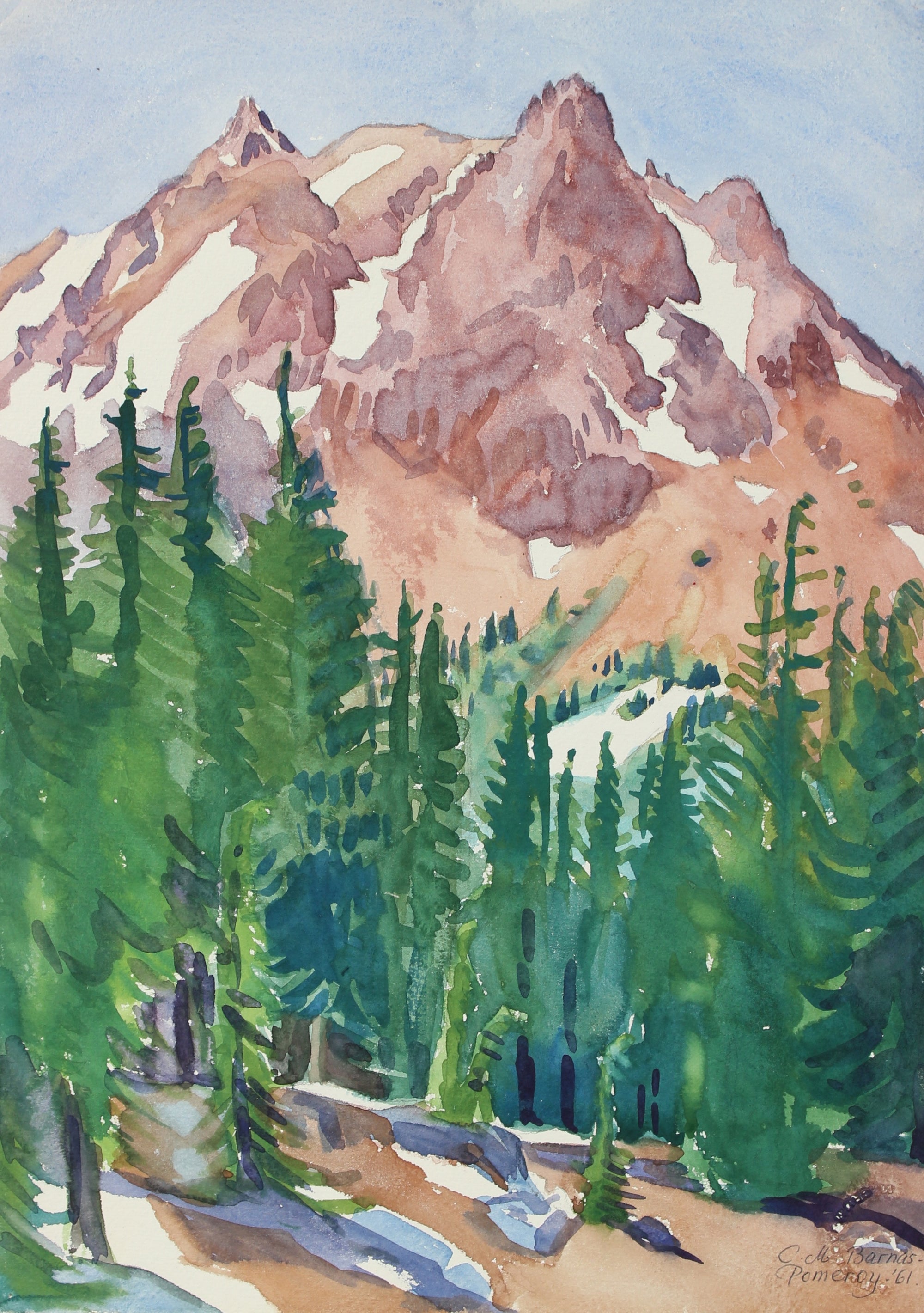 <i>View of Mt. Lassen</i> <br> 1961 Watercolor<br><br>#98653