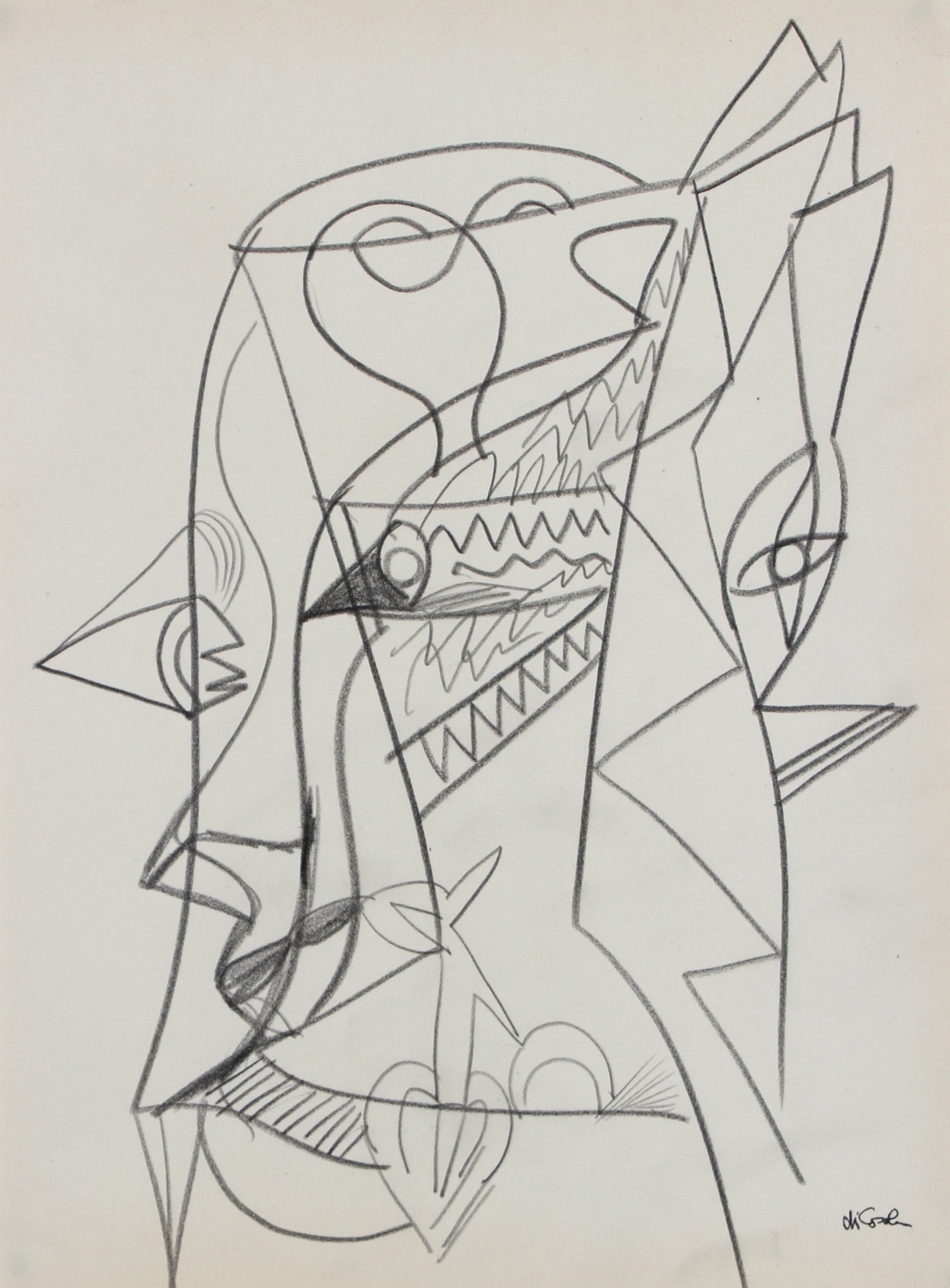 Surreal Monochrome Abstract <br>20th Century Graphite <br><br.#98857