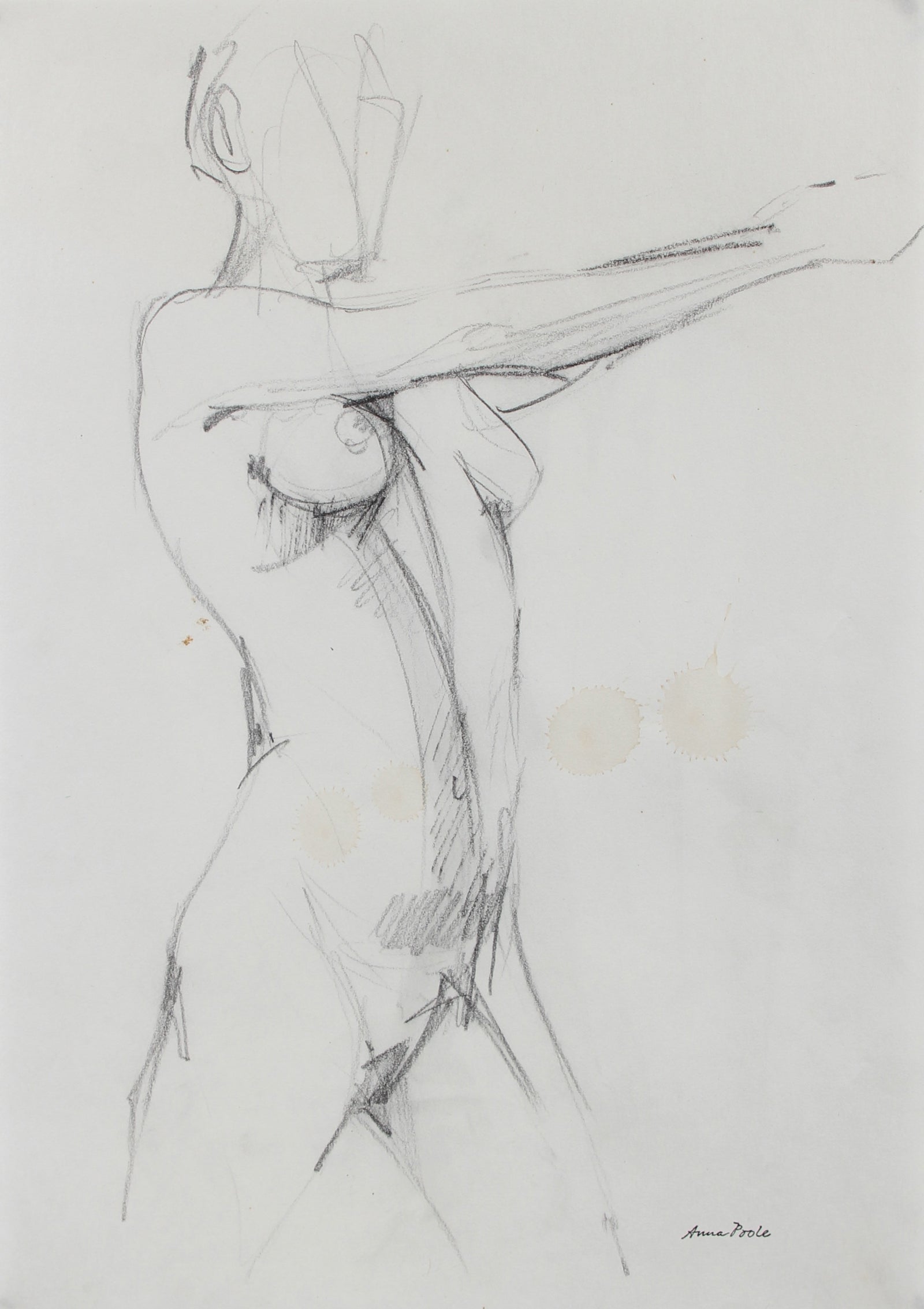 Nude Figure Study <br>Late 20th Century Graphite <br><br>#98937