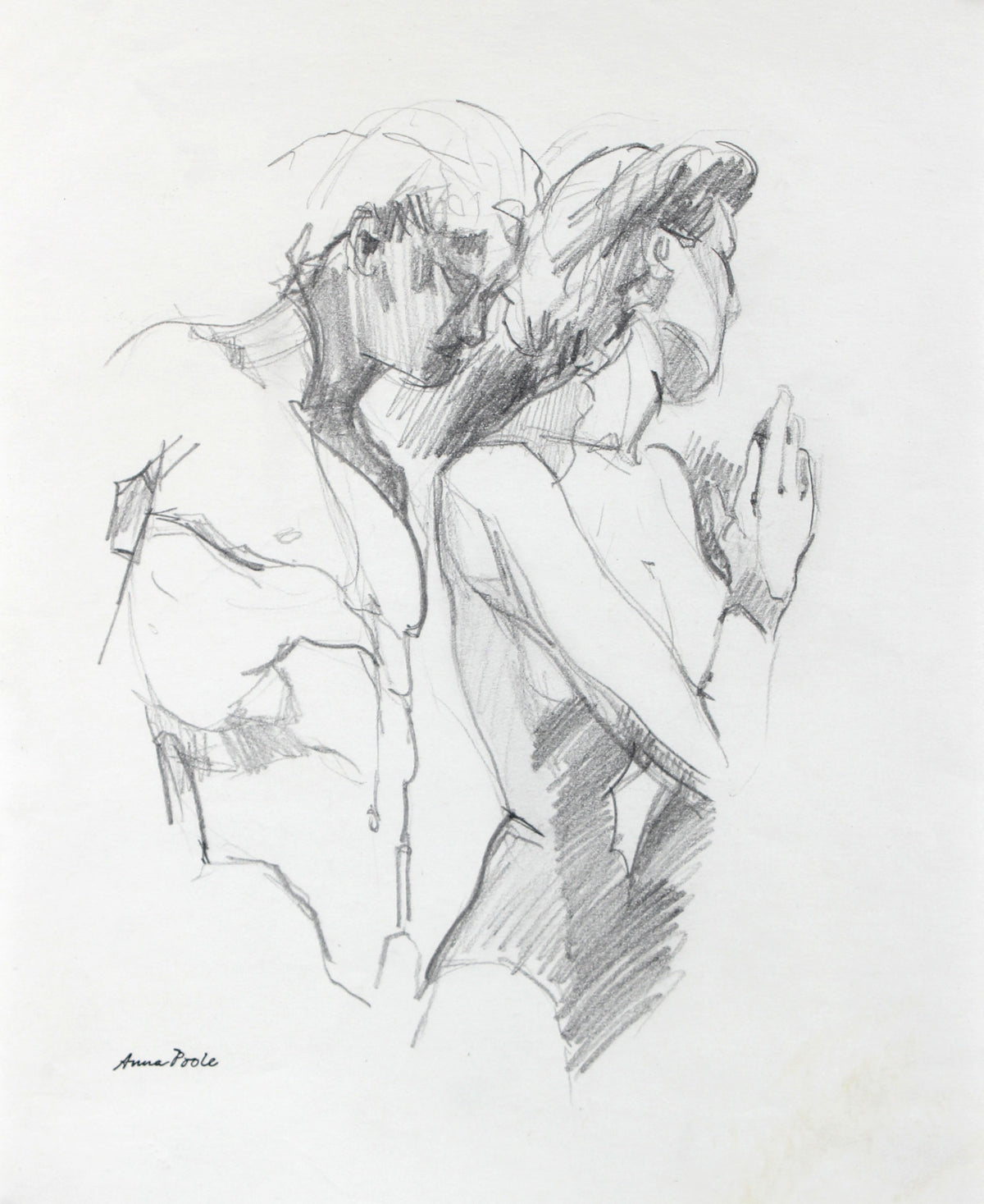Nude Figure Pair <br>20th Century Graphite <br><br>#98940
